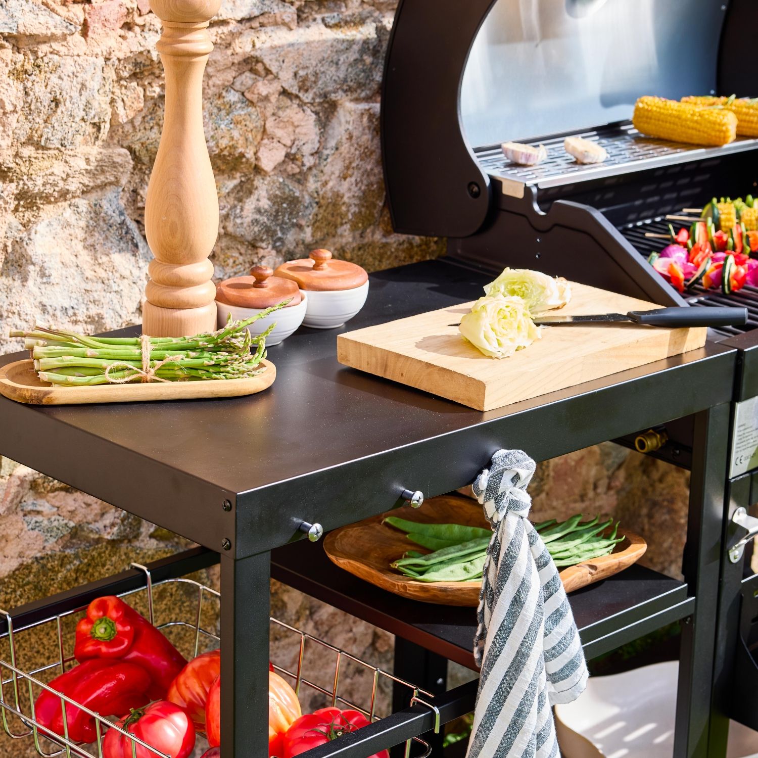 Barbacoa 4 Quemadores, Cocina Exterior, Negro