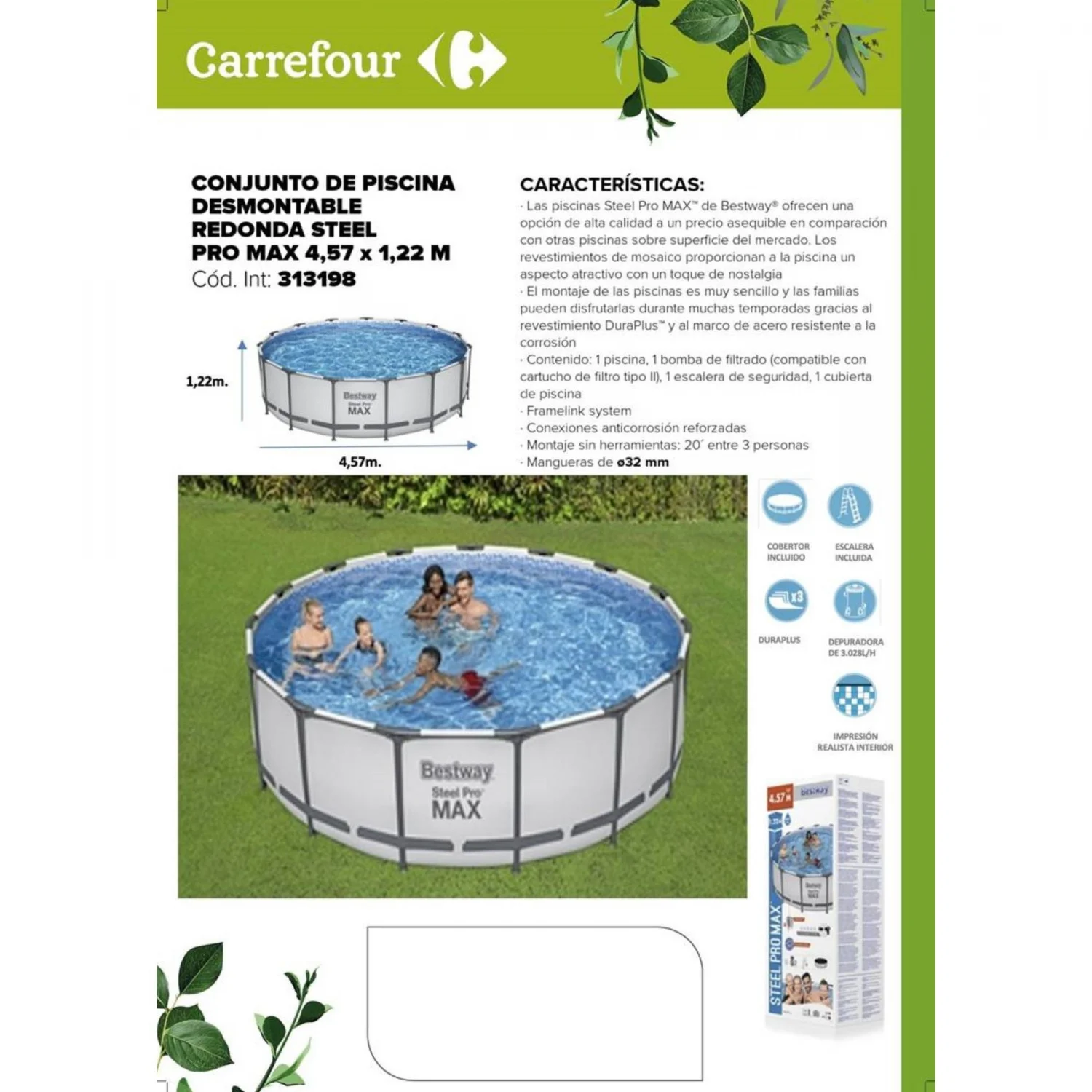 Piscina Tubular 457x122 cm Bestway