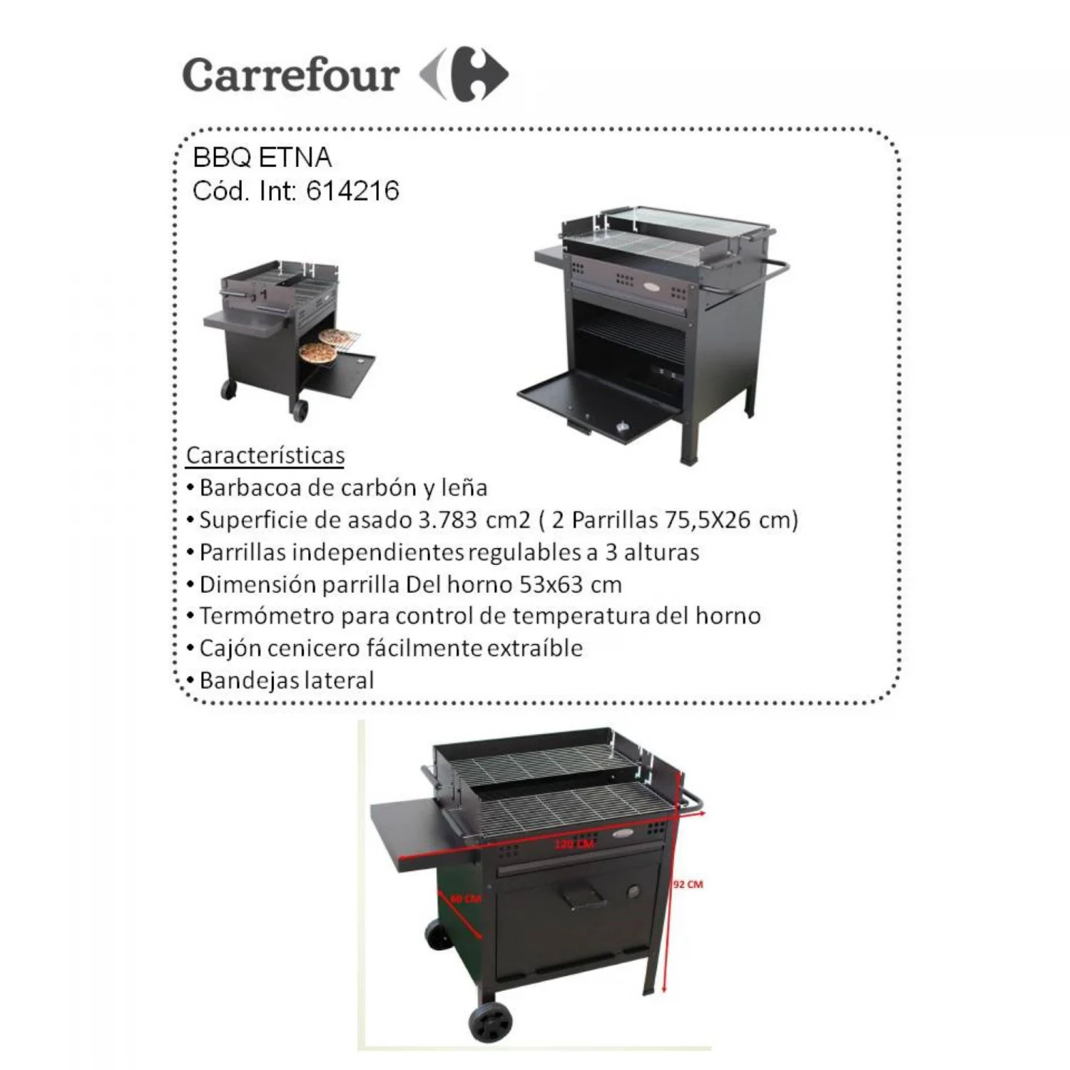 Barbacoa de Carbón con Horno Etna