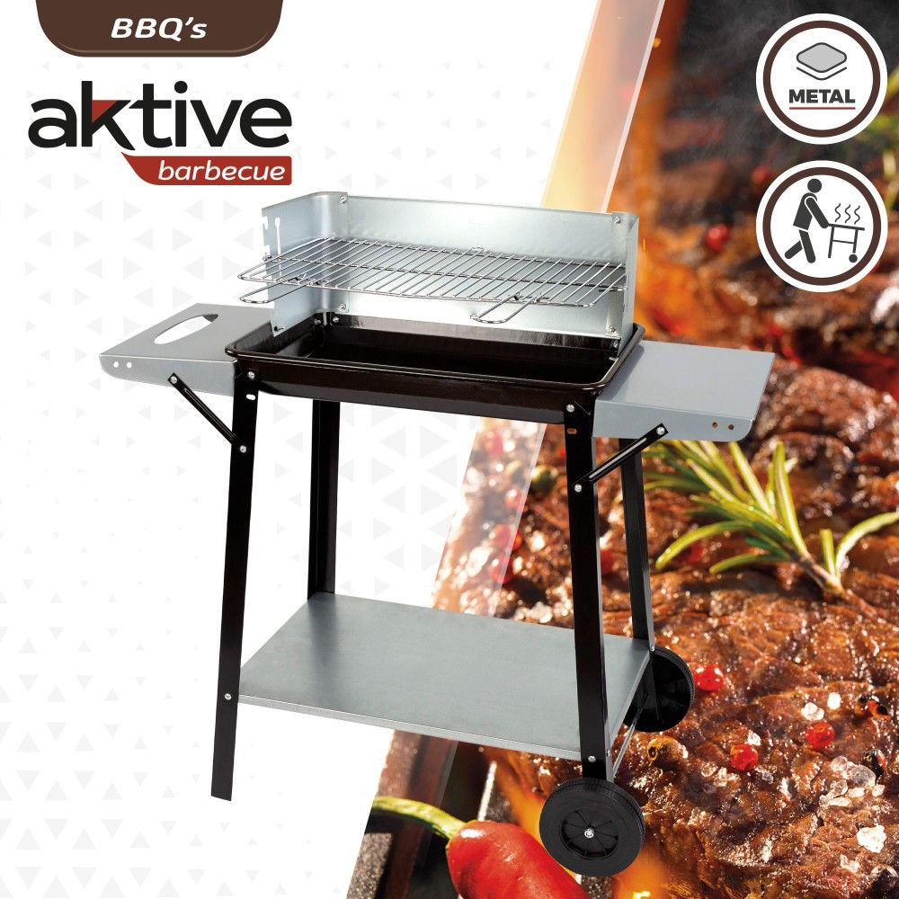 Barbacoa Carbón Portátil Con Parrilla 4 Alturas Aktive