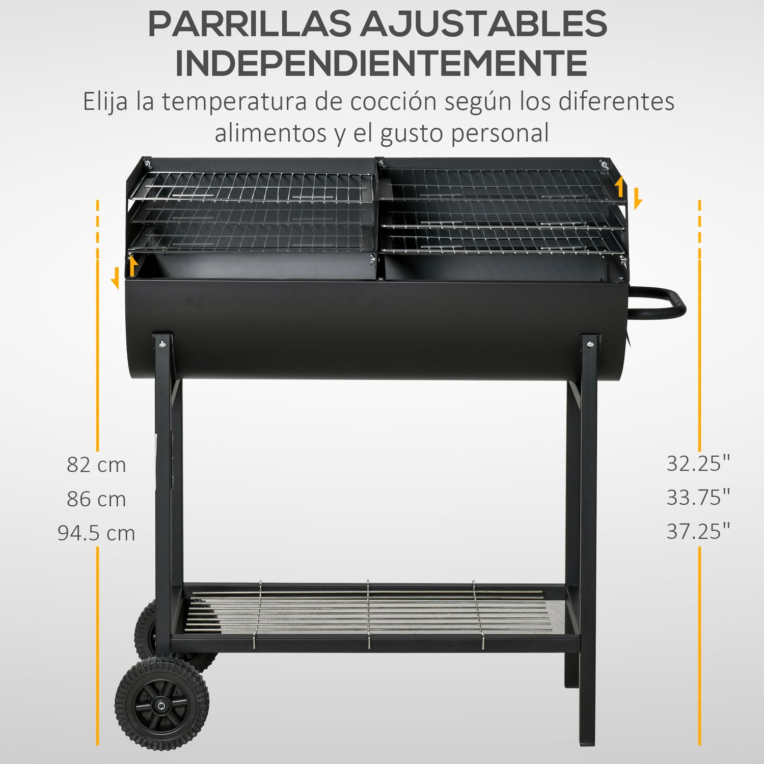 Barbacoa De Carbón De Metal 90x45x96 Cm-outsunny. Negro