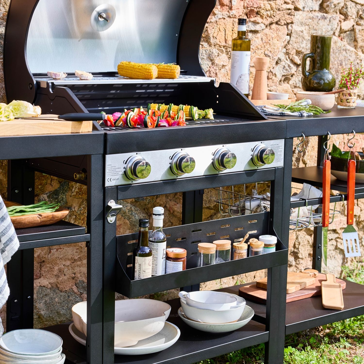 Barbacoa 4 Quemadores, Cocina Exterior, Negro