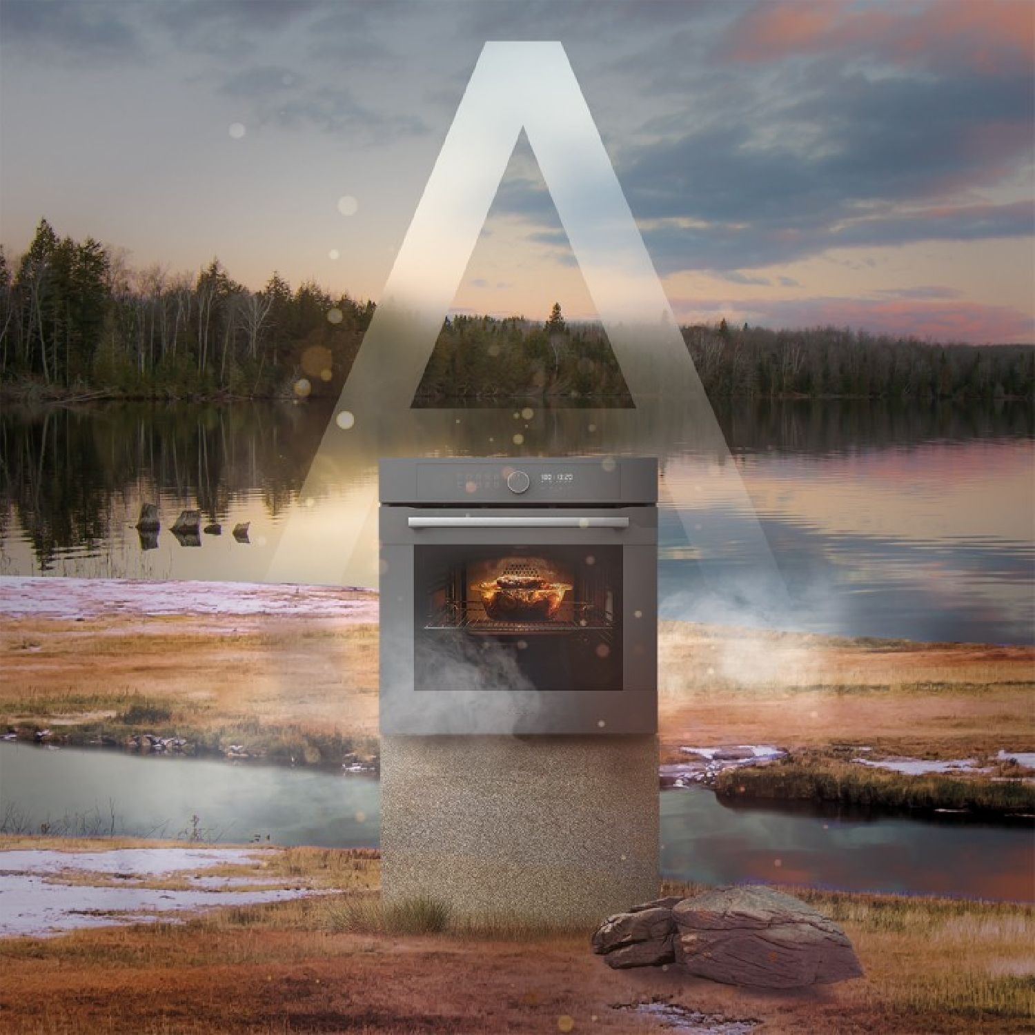 Horno Integrable Airfryer Glass Grey De 81l De Capacidad, 11 Funciones Con Airfryer Master, Pizza Master, Steam Asisst, Steam Ea