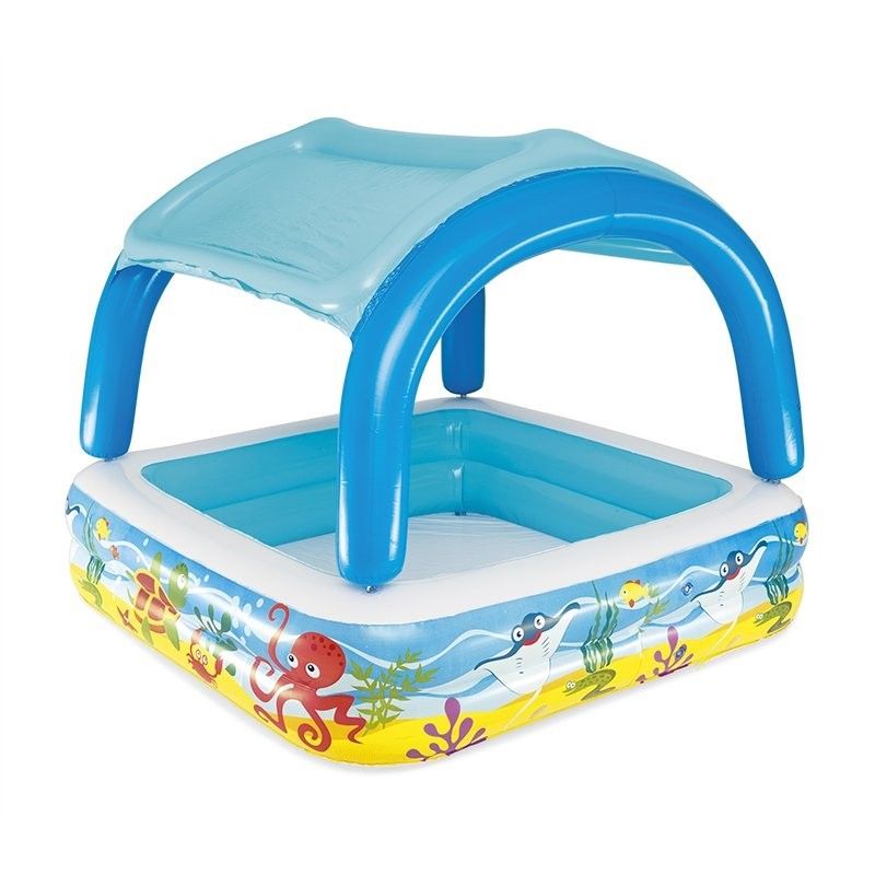 Bestway Piscina Hinchable Infantil Techo Desmontable 140x140x114 Cm +2 Años Jardin 52192