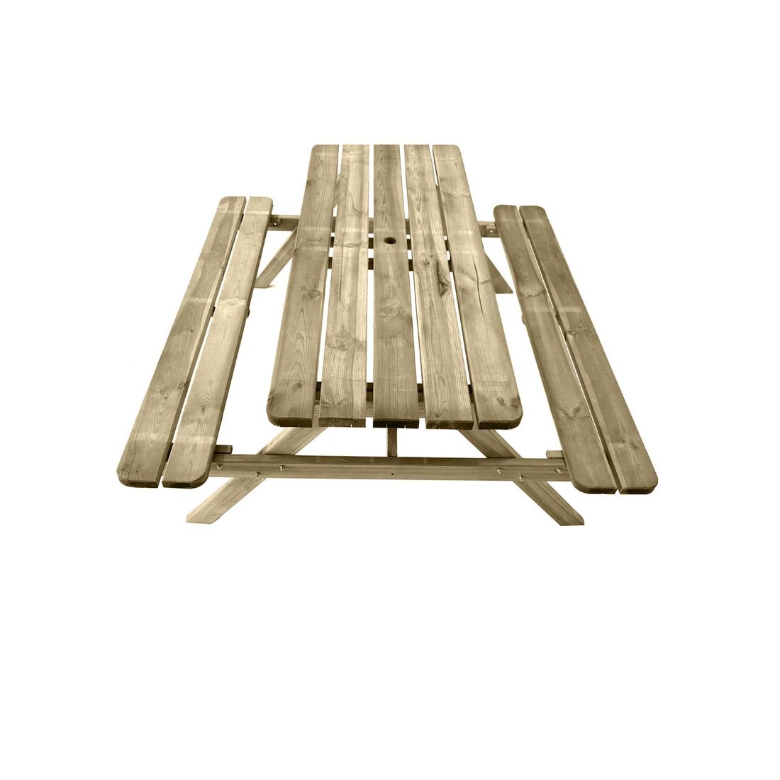 Mesa De Picnic Para 6-8 Adultos  Resistencia  Comedero De Madera Para Exterior  177 X 152 X 71 Cm  Natural