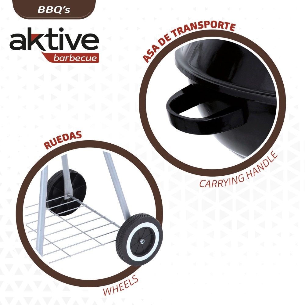Barbacoa Carbón Con Tapa Redonda Aktive