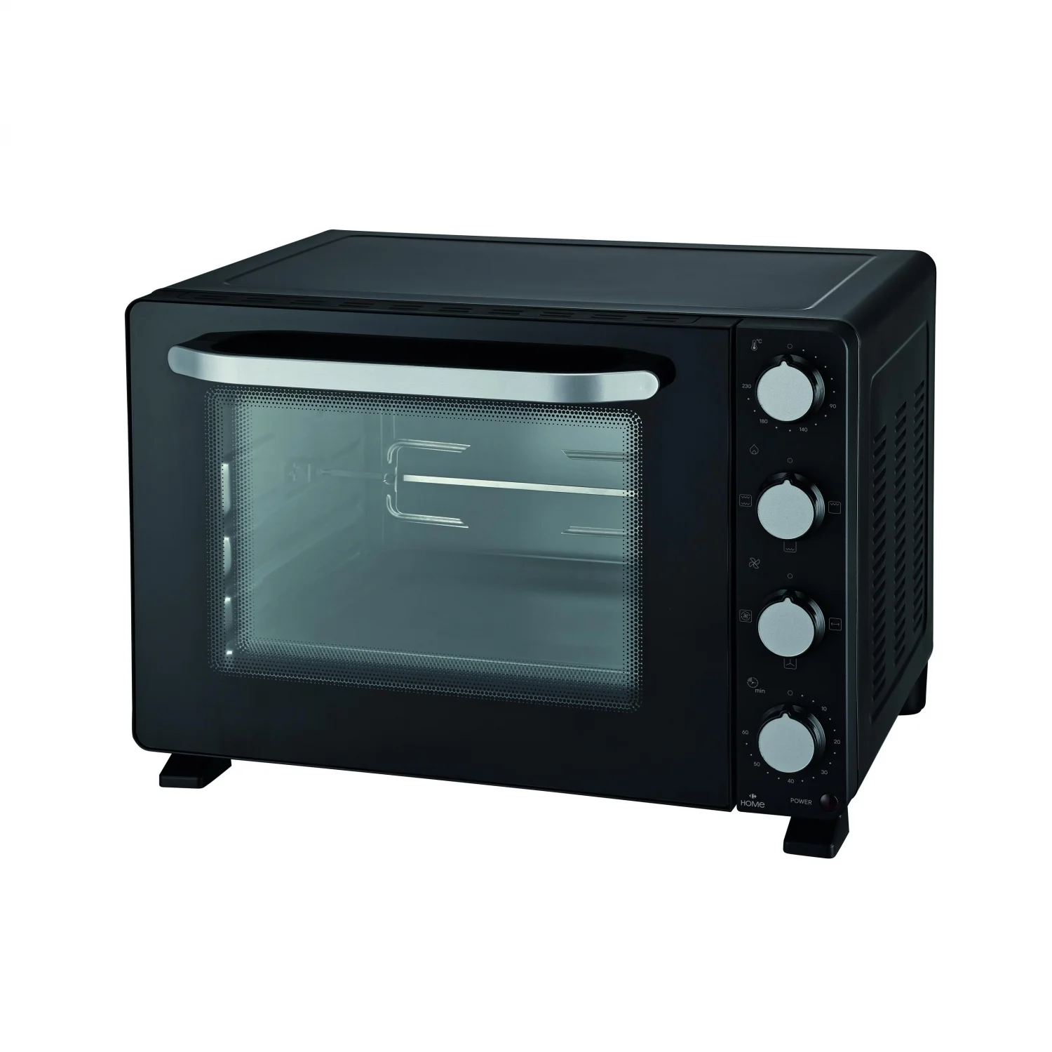 Horno de sobremesa Carrefour Home HTO36-25, 1.6 kW, 36 L, Apertura Abatible, 12 Funciones de Cocción - Negro