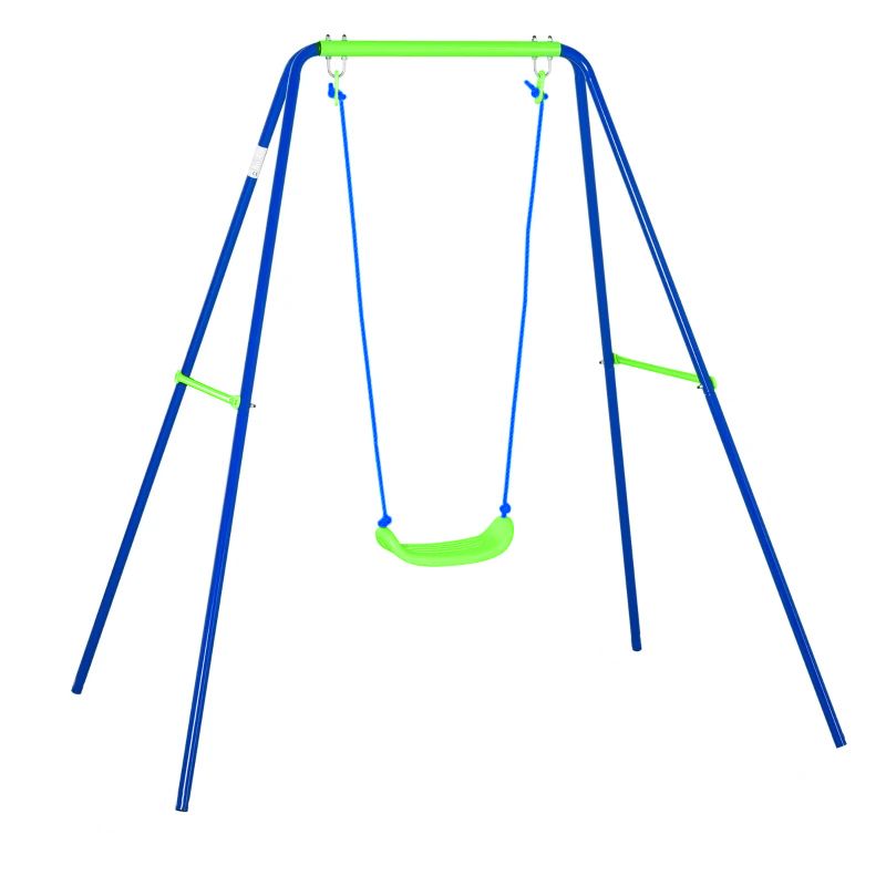 Columpio Infantil Para Jardín + 3 Años Juego Para Niños De Metal Outdoor Toys 142x142x180 Cm Carga Hasta 45 Kg