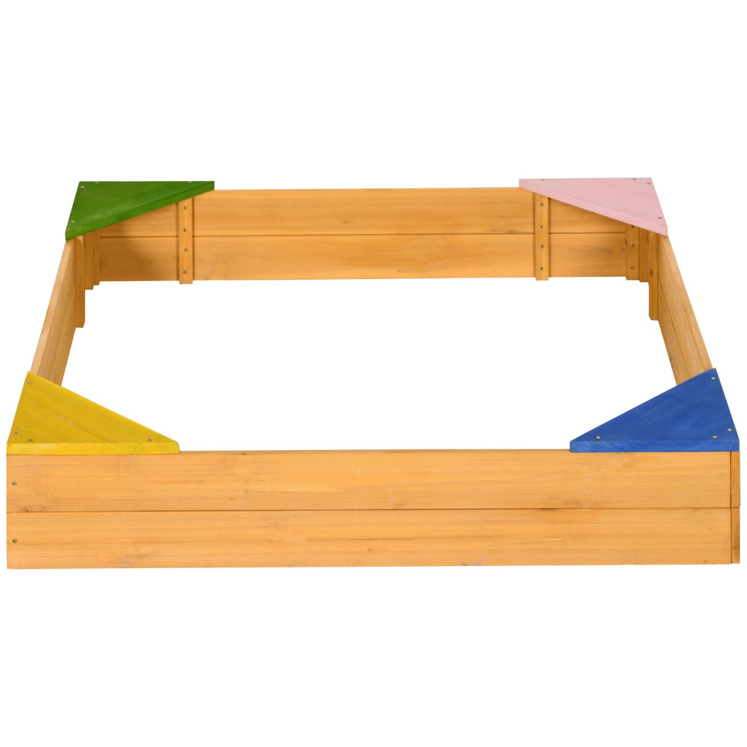 Arenero Infantil Outsunny Madera De Abeto 109x109x19,8 Cm Natural