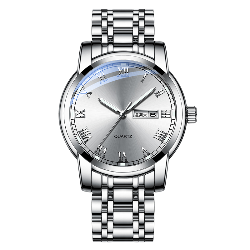Men's Quartz Dual Calendar Waterproof Steel Watch