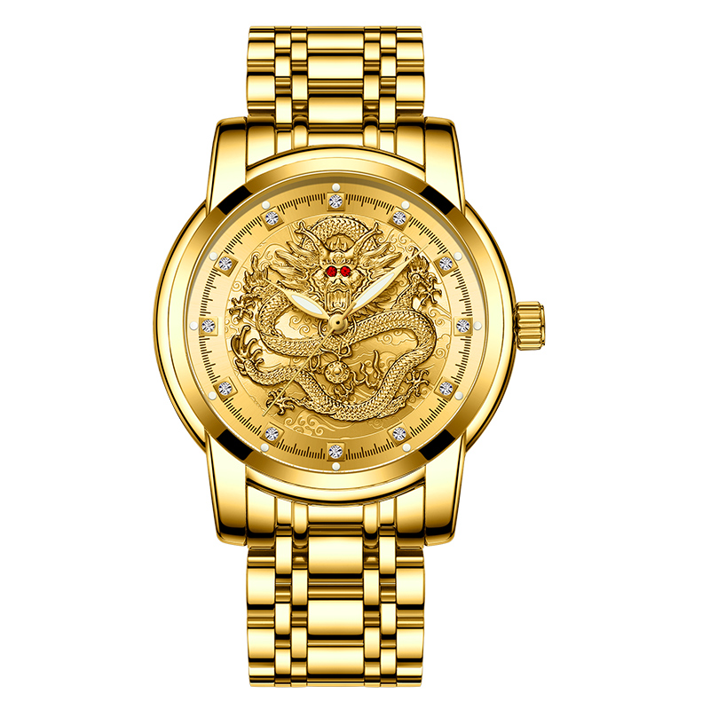 Men's hollow watch steel strap quartz luminous waterproof