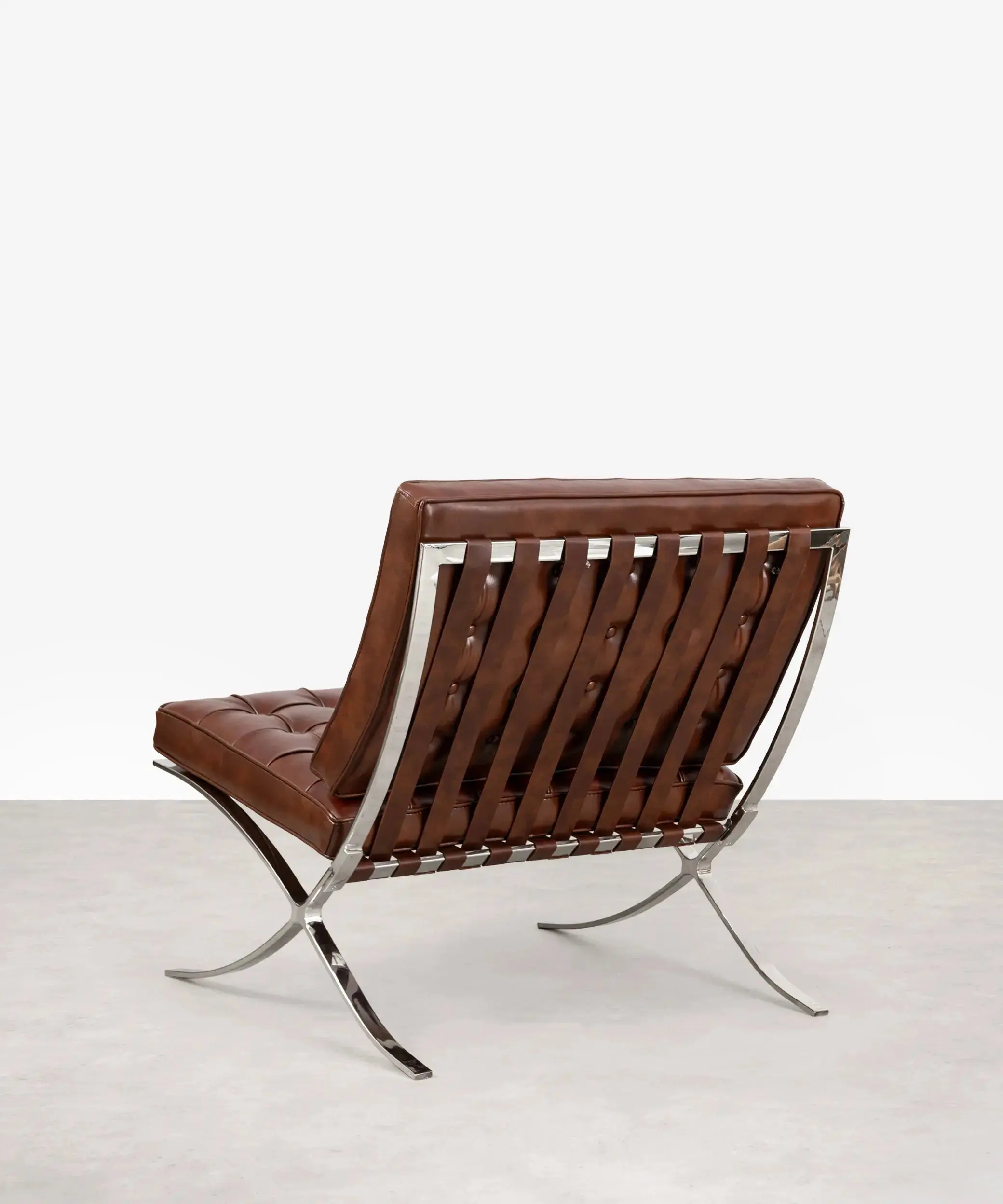 Silla de Acero Tapizada en Piel Italiana Barcelona