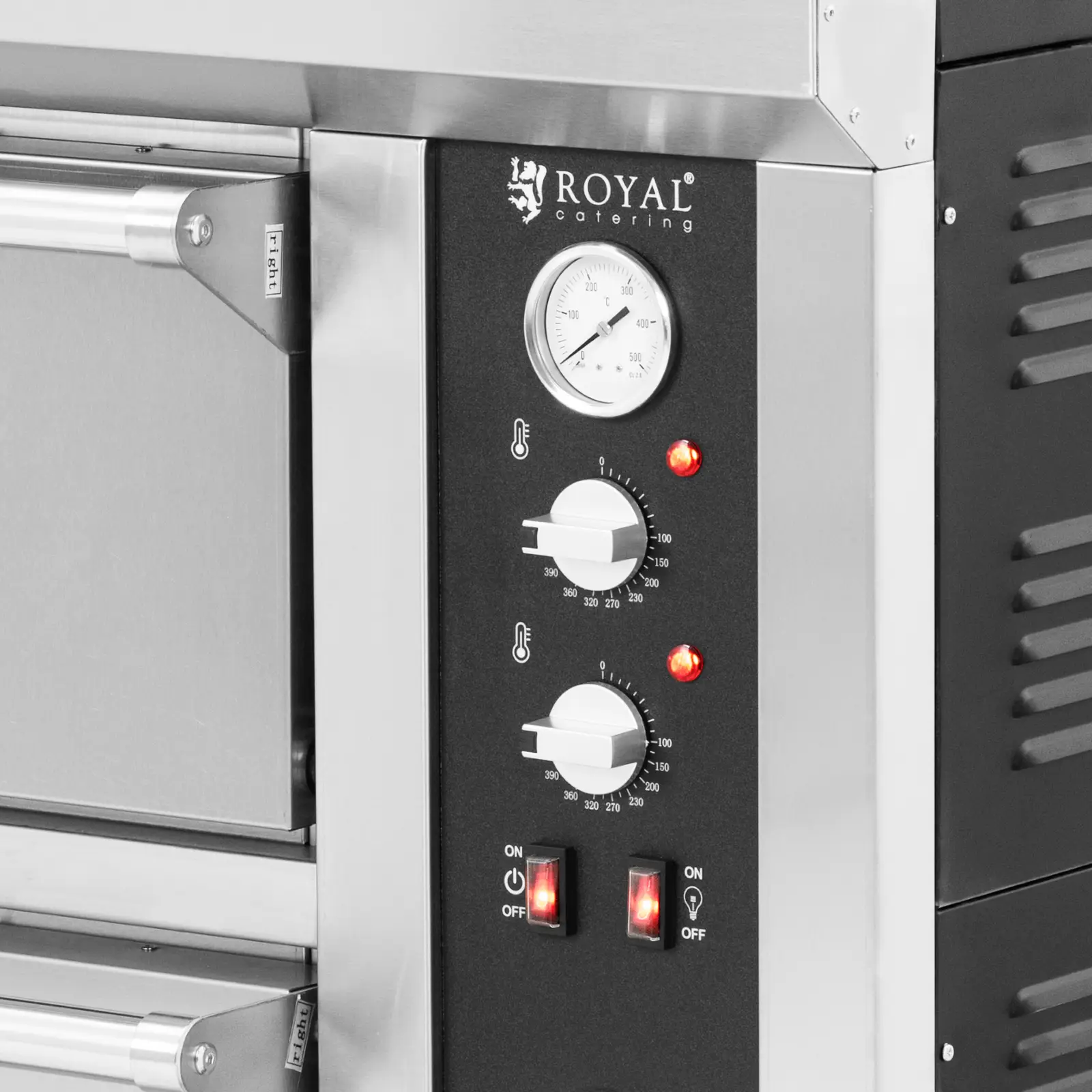 Elektrisk pizzaovn - 6+6 x 33 cm - 2 kammer - 13 200 W - 400 V - ildleirestein - Royal Catering