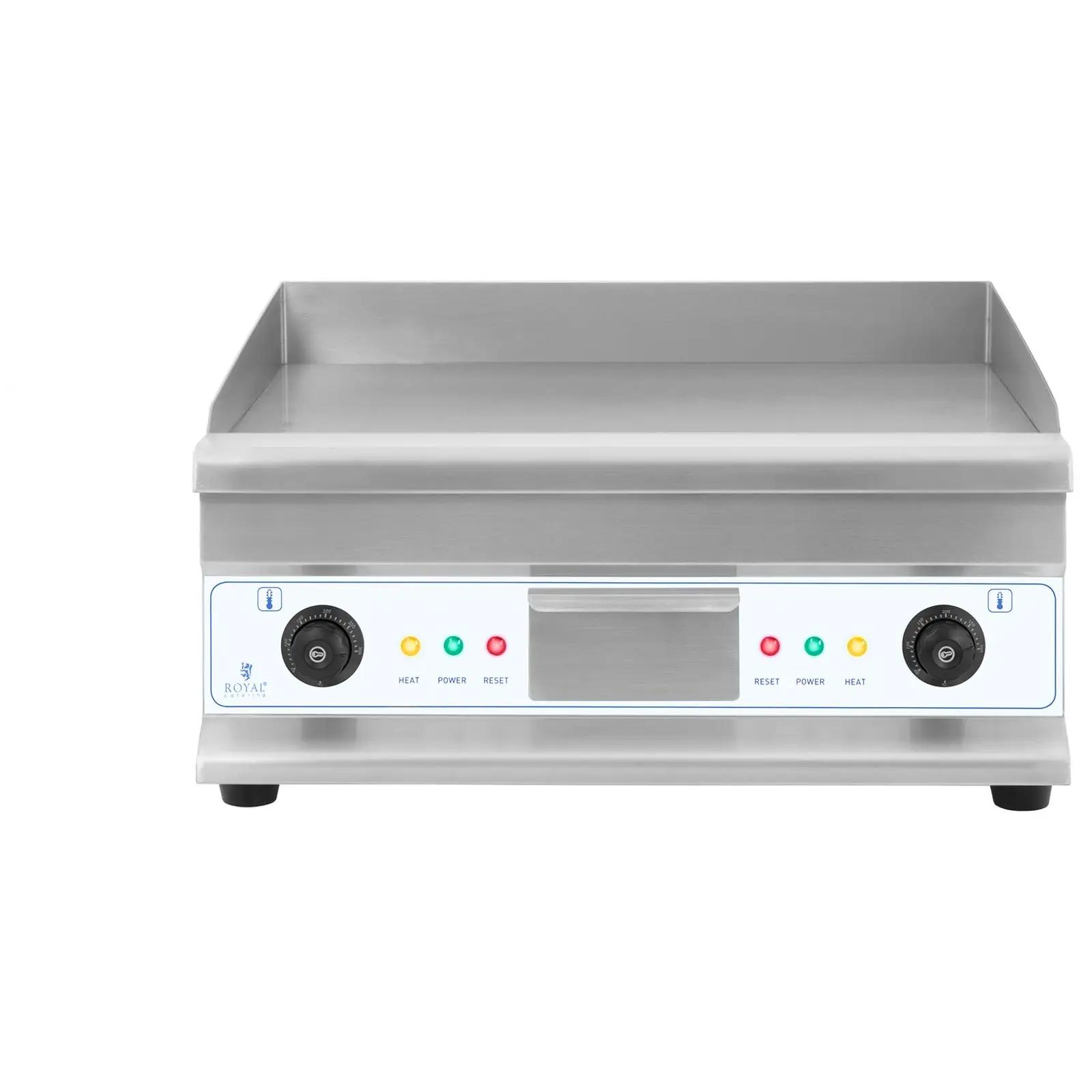 Dobbel elektrisk flatgrill - sett med 3-delt grillbørste - 60 cm - glatt - stål - 2 x 3,200 W