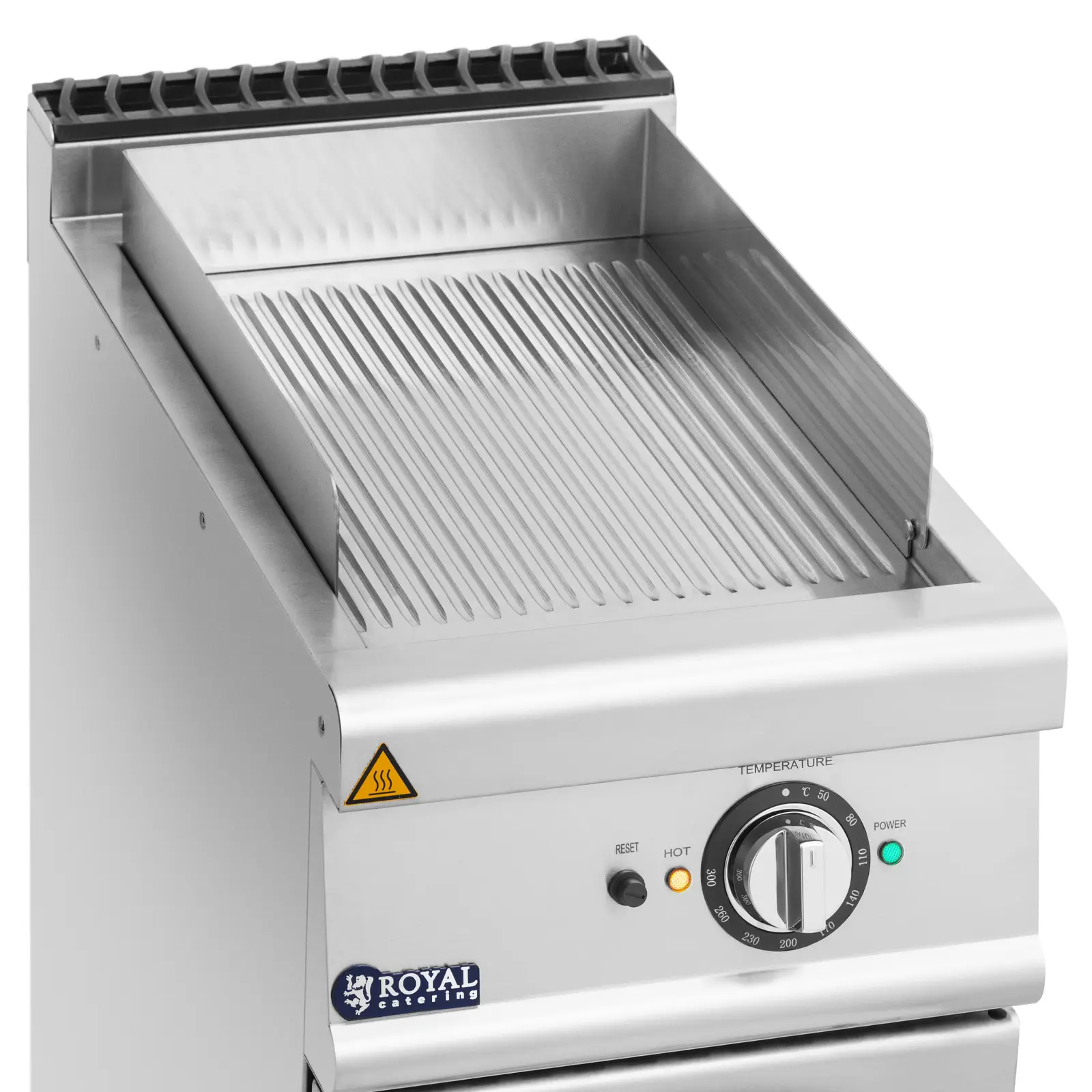 Elektrisk grillplate - 5,4 kW - ribbet - underskap - 40 x 70 cm - Pro 730-serien - Royal Catering