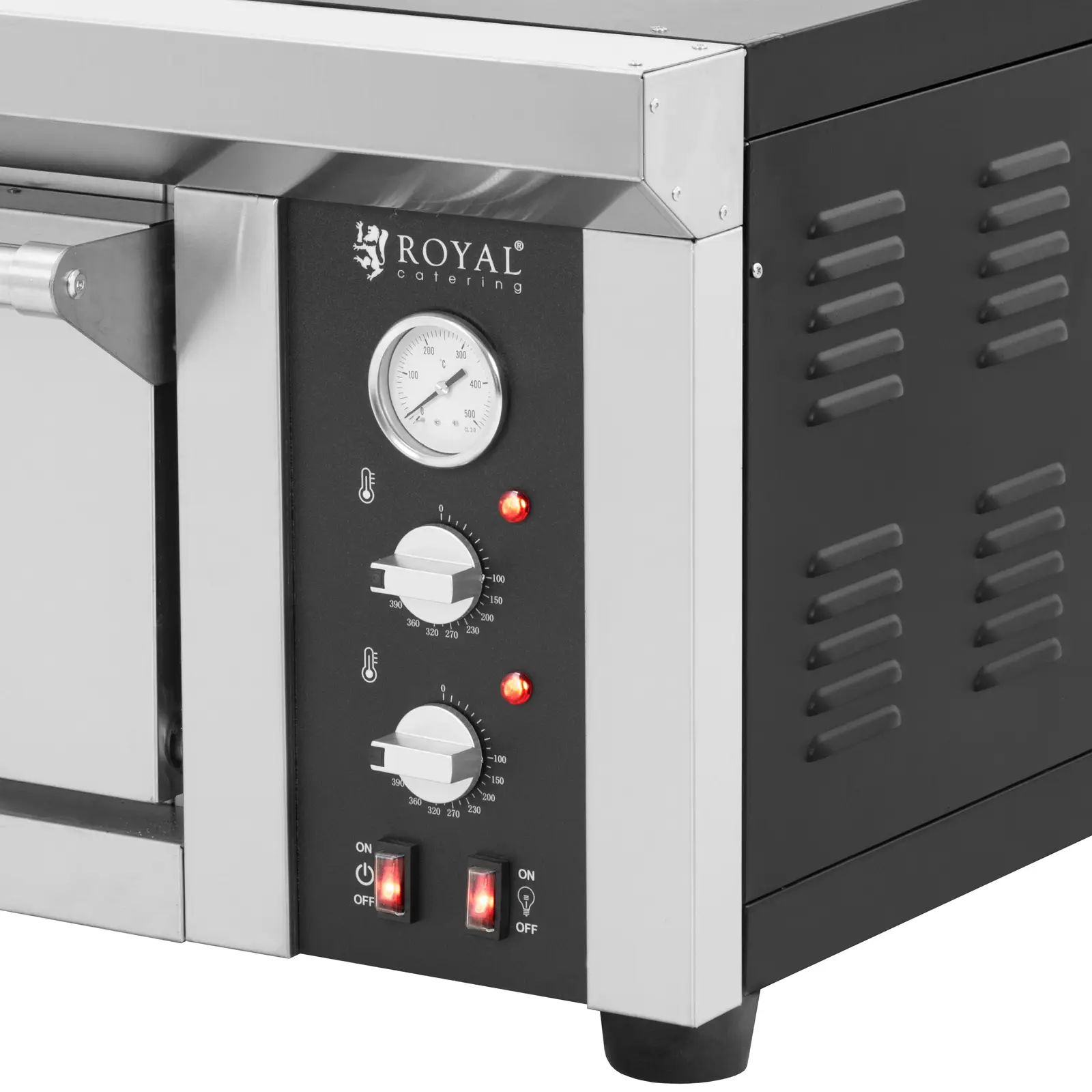 Elektrisk pizzaovn - 4 x 33 cm - 1 kammer - 4200 W - ildleire murstein - Royal Catering