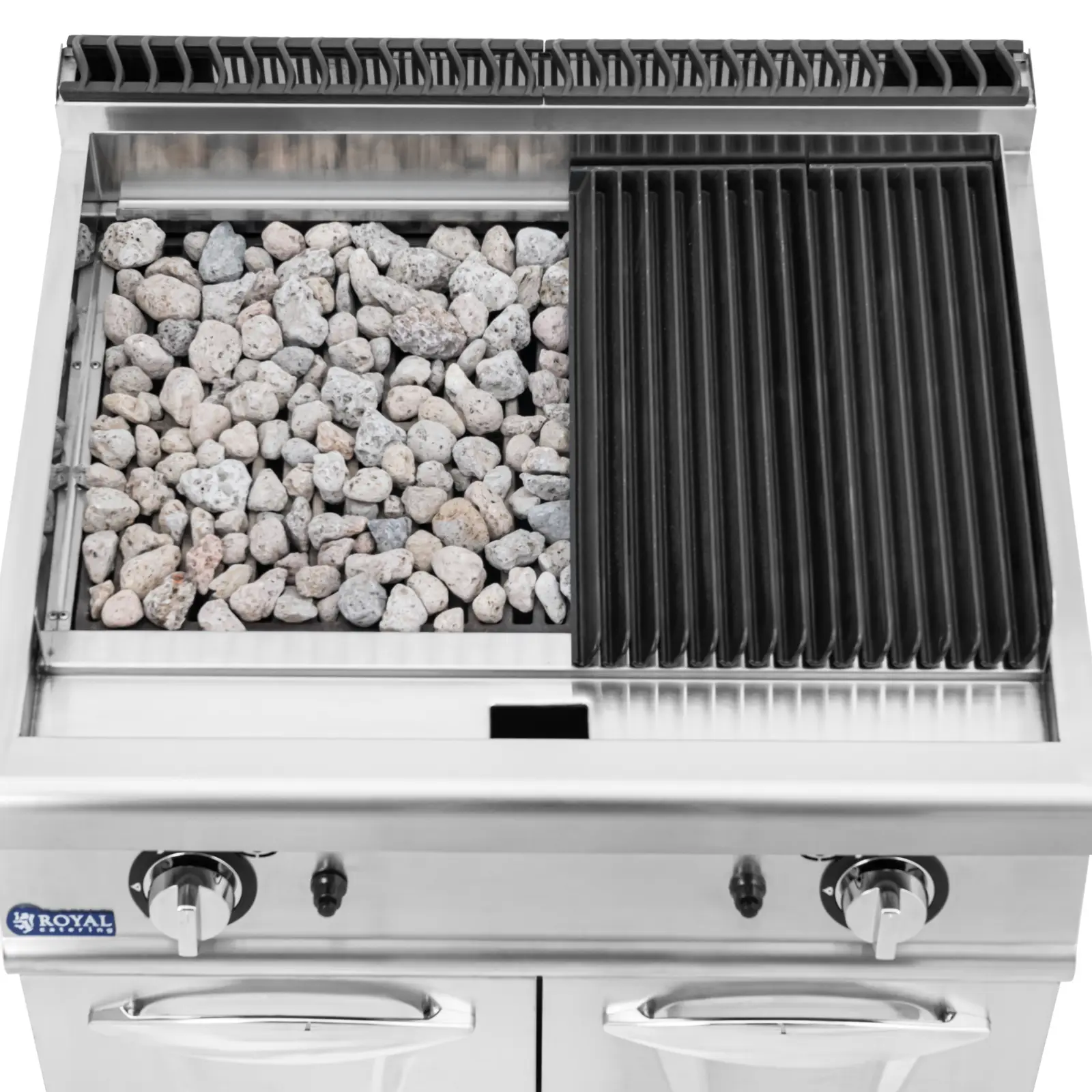 Lava Stone Grill - 2 x 8 kW - 50 til 460°C - propan / LPG / naturgass - 80 x 73 cm - Pro 730-serien - Royal Catering