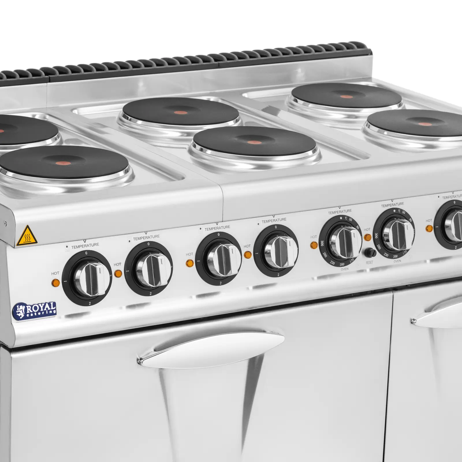Elektrisk komfyr med stekeovn - 19,1 kW - 6 kokeplater - 120 x 73 cm - Pro 730-serien - Royal Catering
