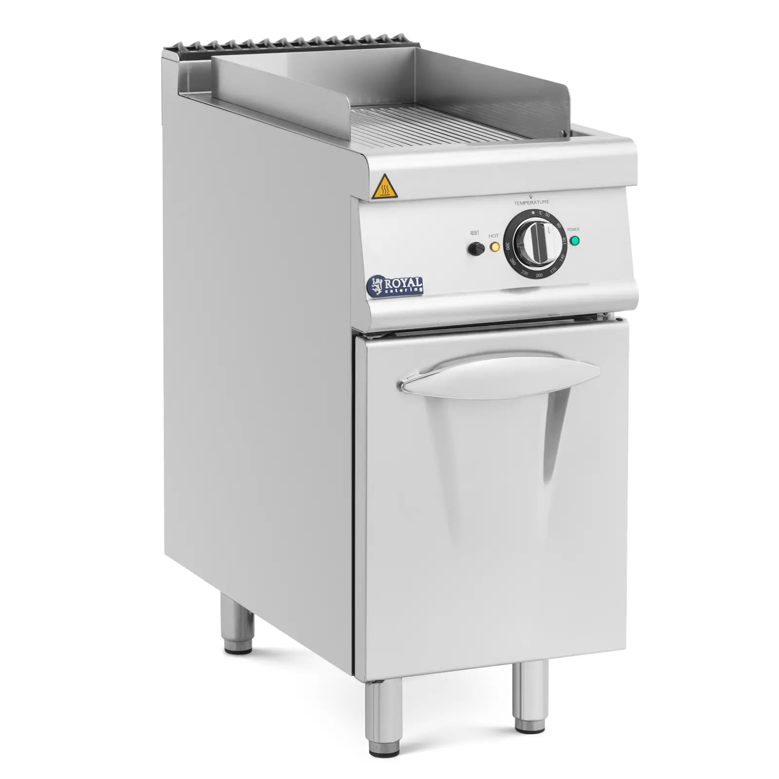 Elektrisk grillplate - 5,4 kW - ribbet - underskap - 40 x 70 cm - Pro 730-serien - Royal Catering