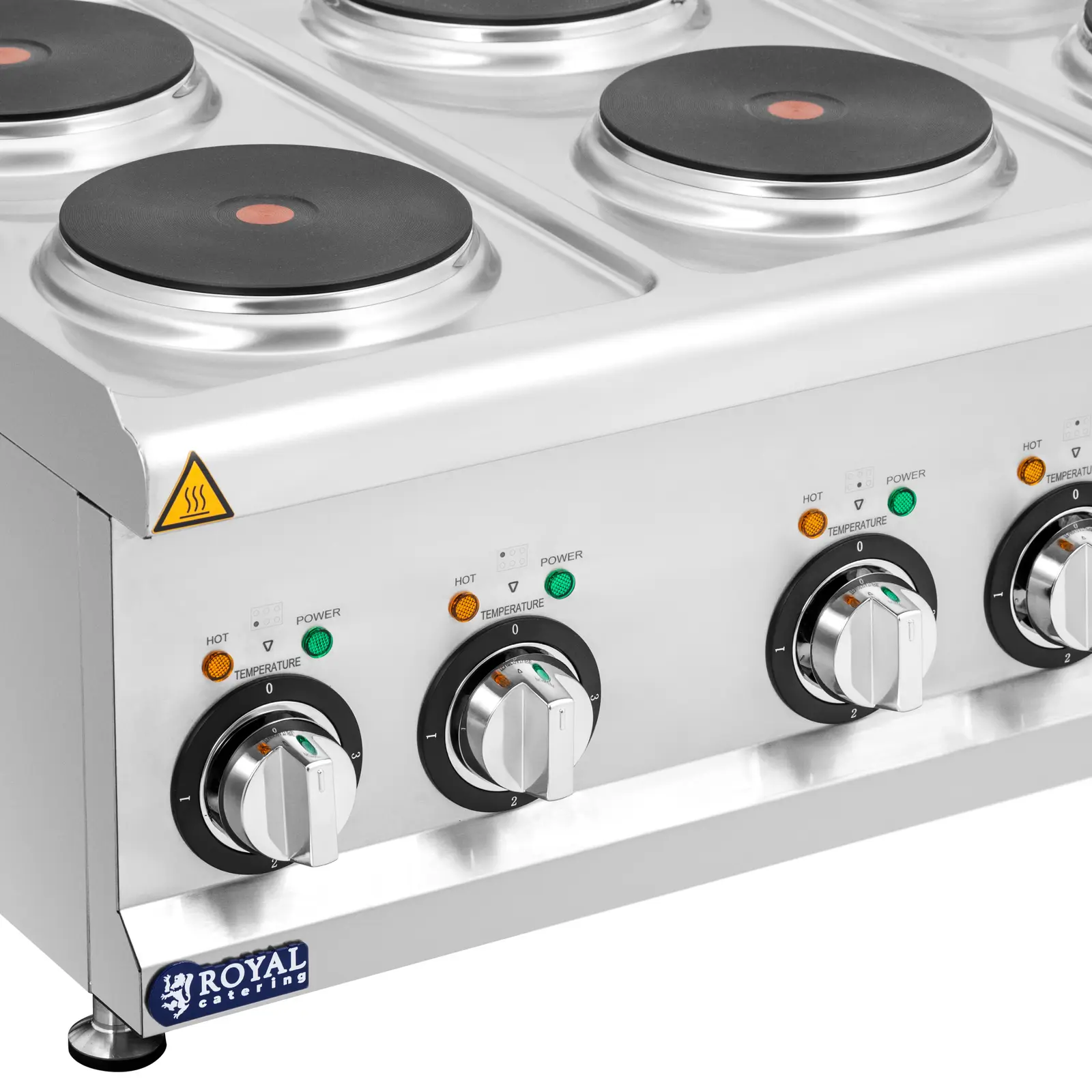 Kommersiell elektrisk komfyr - 12 kW - 6 plater - 90 x 65 cm - Pro 650-serien - Royal Catering