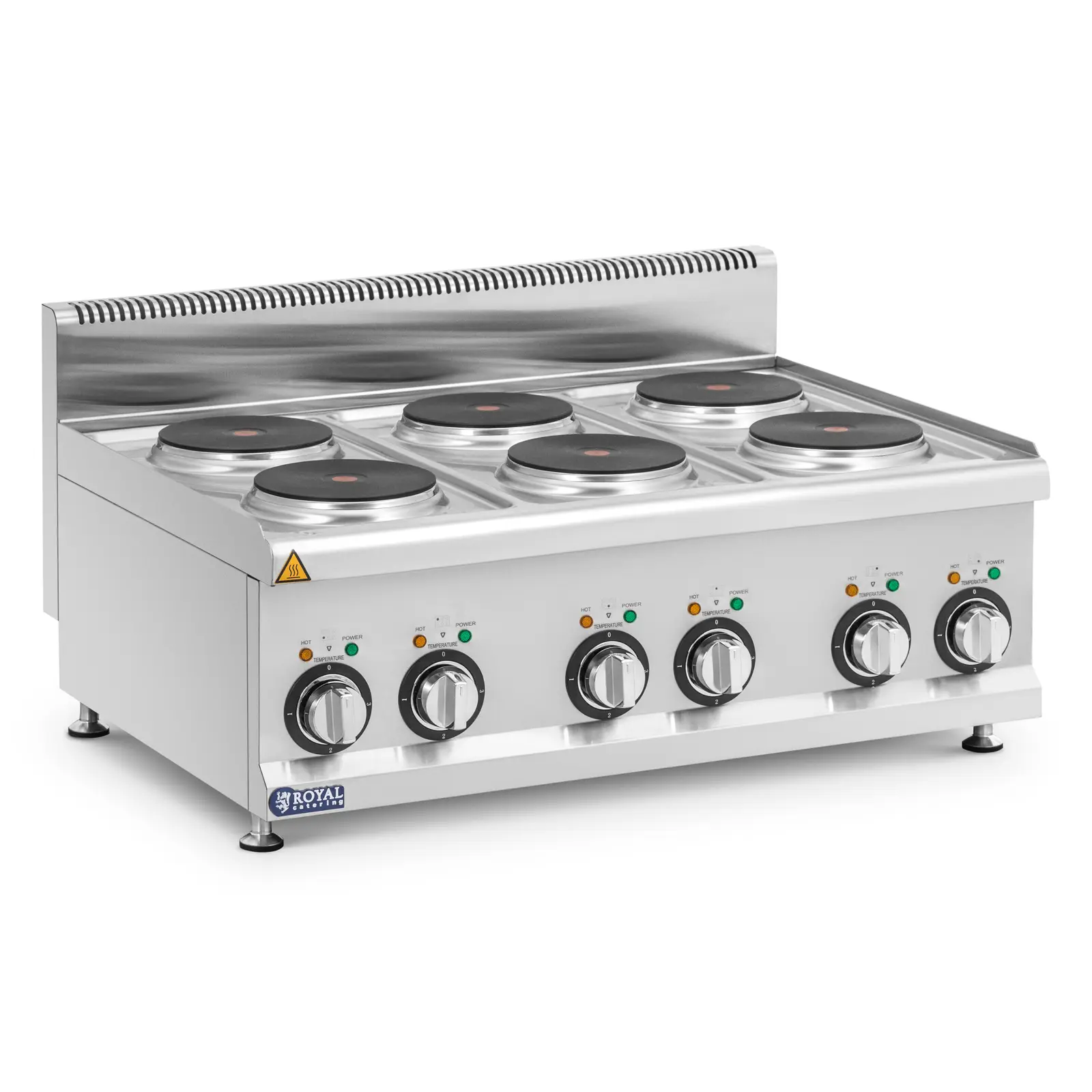 Kommersiell elektrisk komfyr - 12 kW - 6 plater - 90 x 65 cm - Pro 650-serien - Royal Catering
