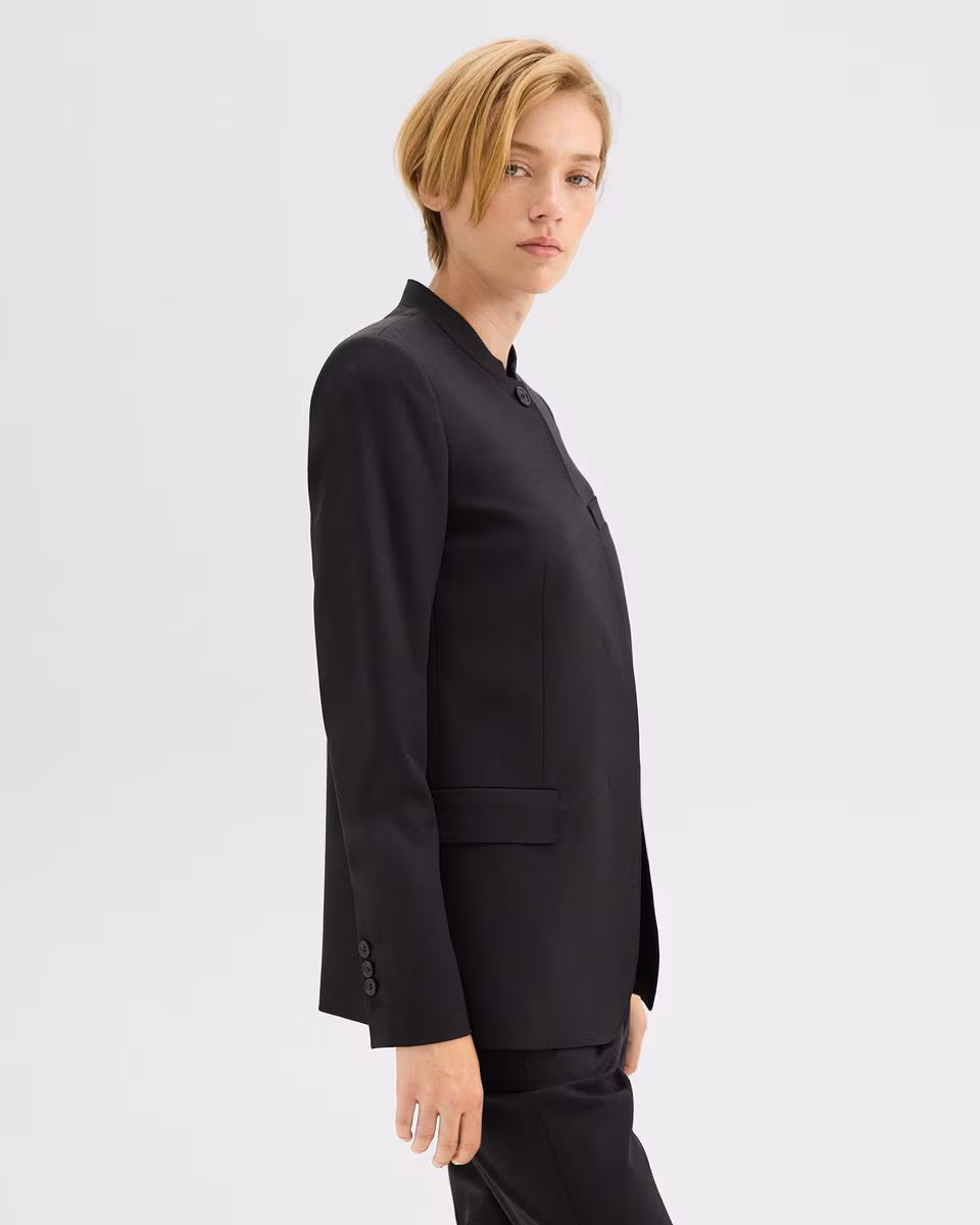 Stand-Collar Blazer in Wool Gabardine - Theory Factory Store