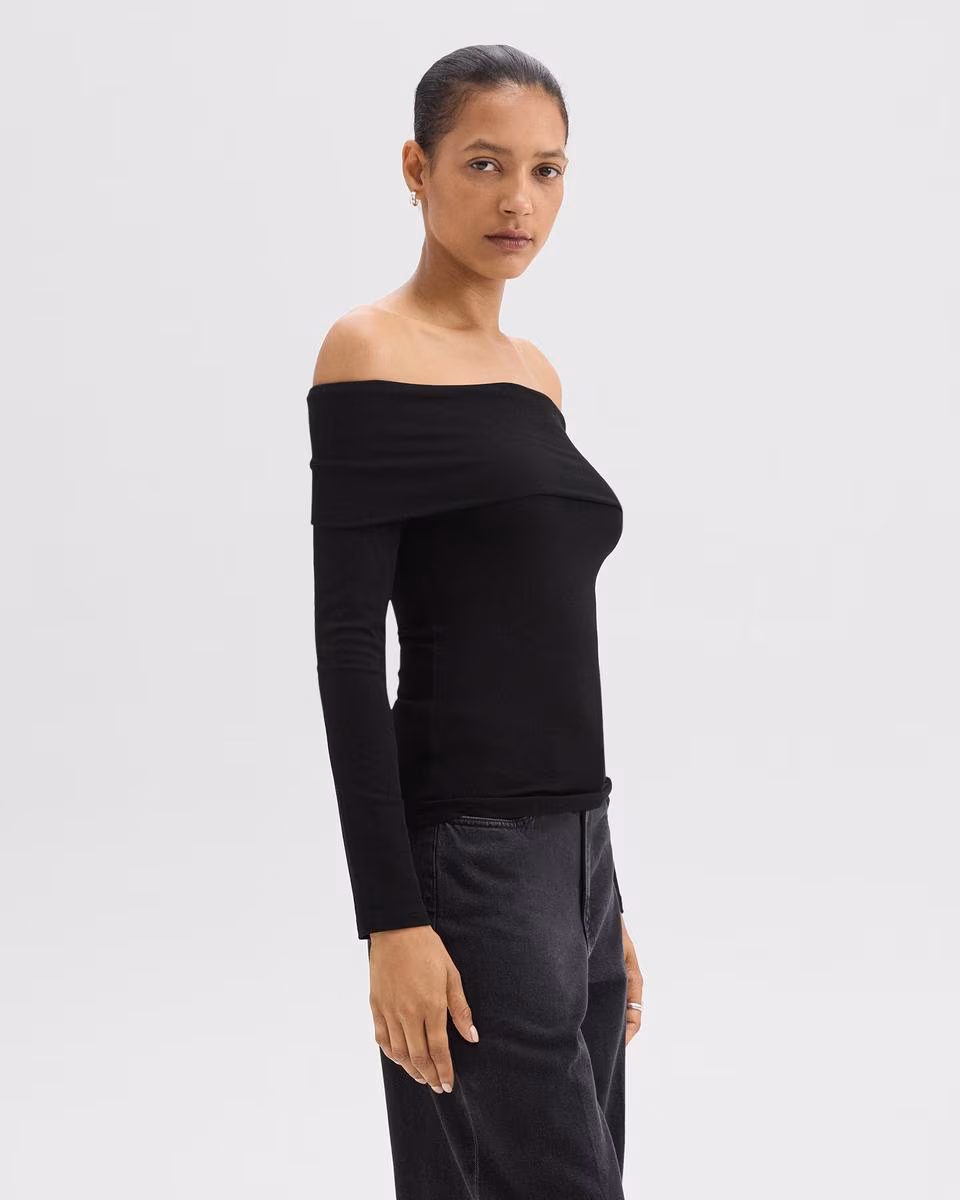 Off-the-Shoulder Top in Ribbed Viscose - Theory Factory Store