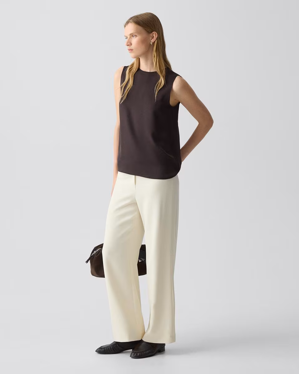 Wide-Leg Pull-On Pant in Admiral Crepe - Theory Factory Store