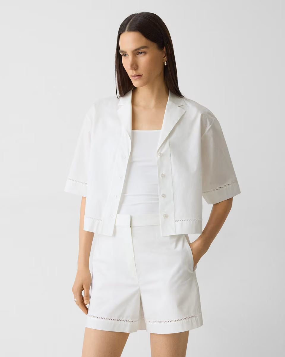Boxy Camp Shirt in City Poplin | Theory Sale - Theory Factory Store