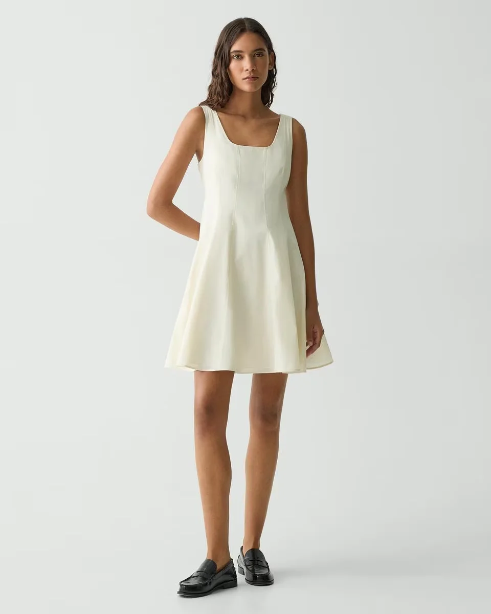 Theory Outlet Online | Sleeveless Fit-and-Flare Dress in Sleek Poplin Theory Outlet Online | Sleeveless Fit-and-Flare Dress in Sleek Poplin