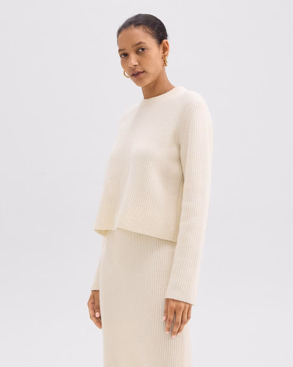 Crewneck Sweater in Felted Wool-Cashmere - Theory Factory Store