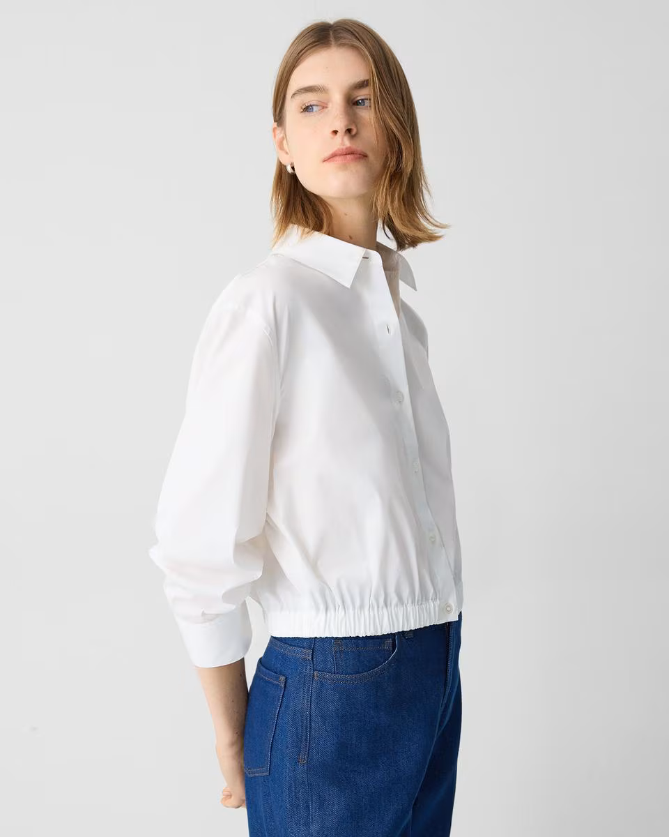 Cropped Shirt in Good Cotton - Theory Factory Store