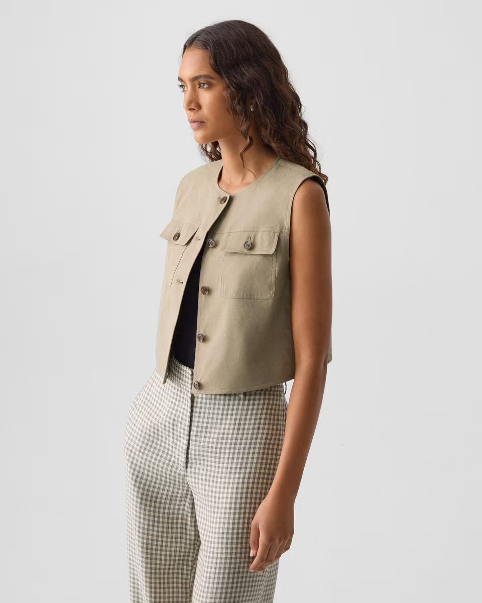 Trucker Vest in Good Linen - Theory Factory Store