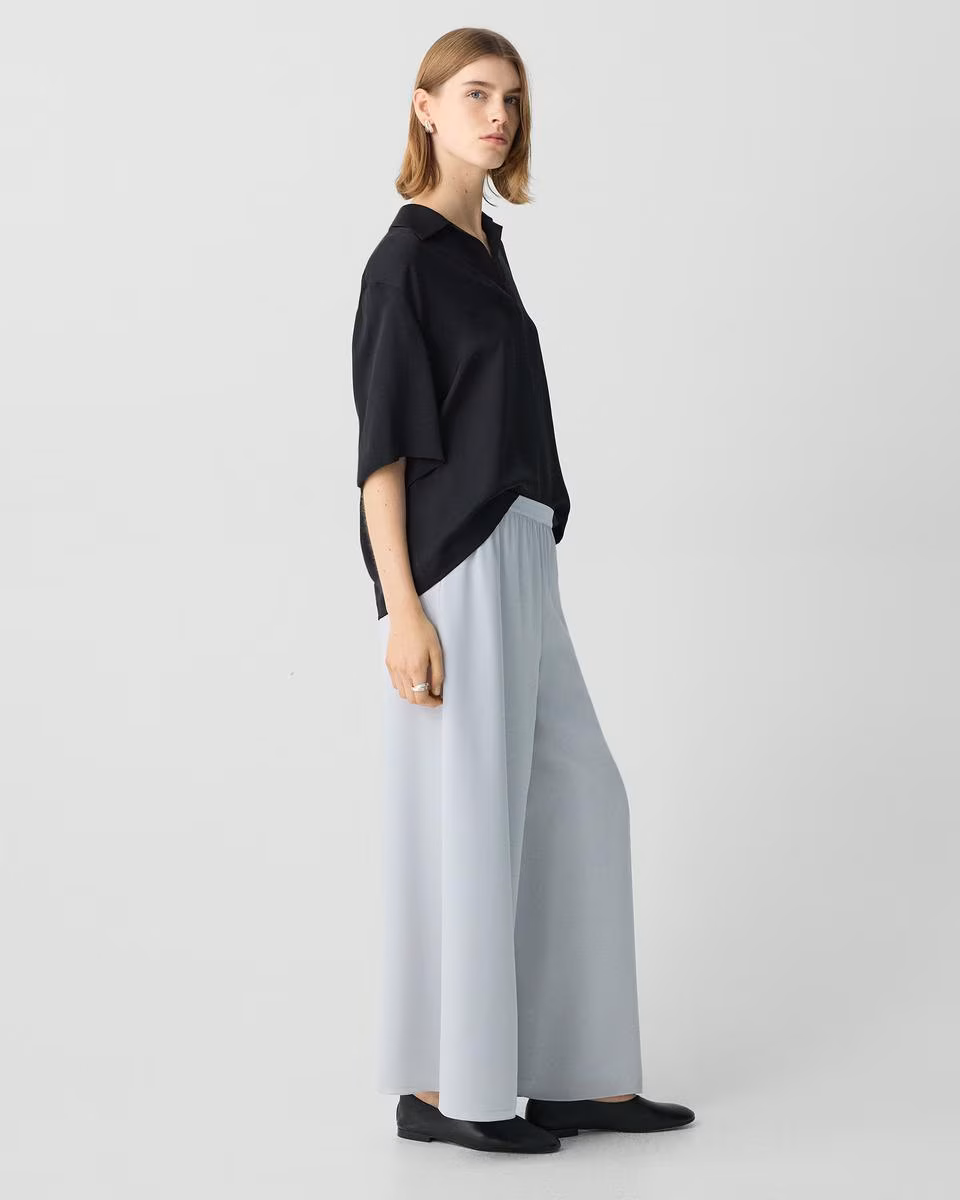 Wide-Leg Pant in Silk Georgette - Theory Factory Store