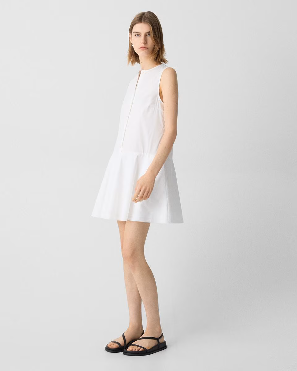 Sleeveless Mini Dress in Good Cotton - Theory Factory Store