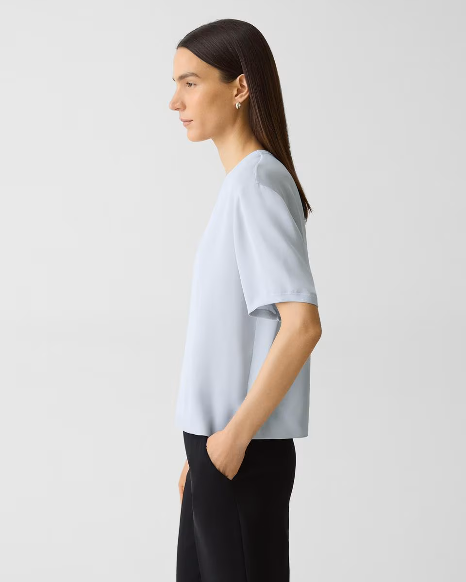 Boxy Tee in Silk Georgette - Theory Factory Store