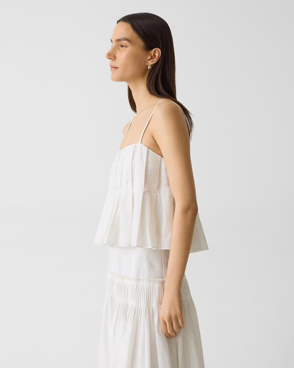 Pleated Camisole in Cotton-Blend - Theory Factory Store