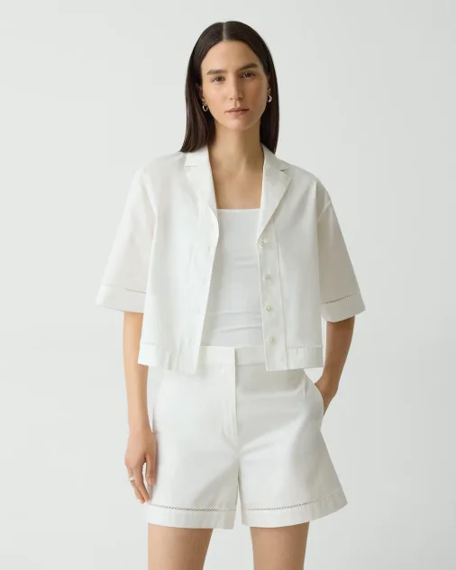 BOXY CAMP SHIRT IN CITY POPLIN | THEORY SALE