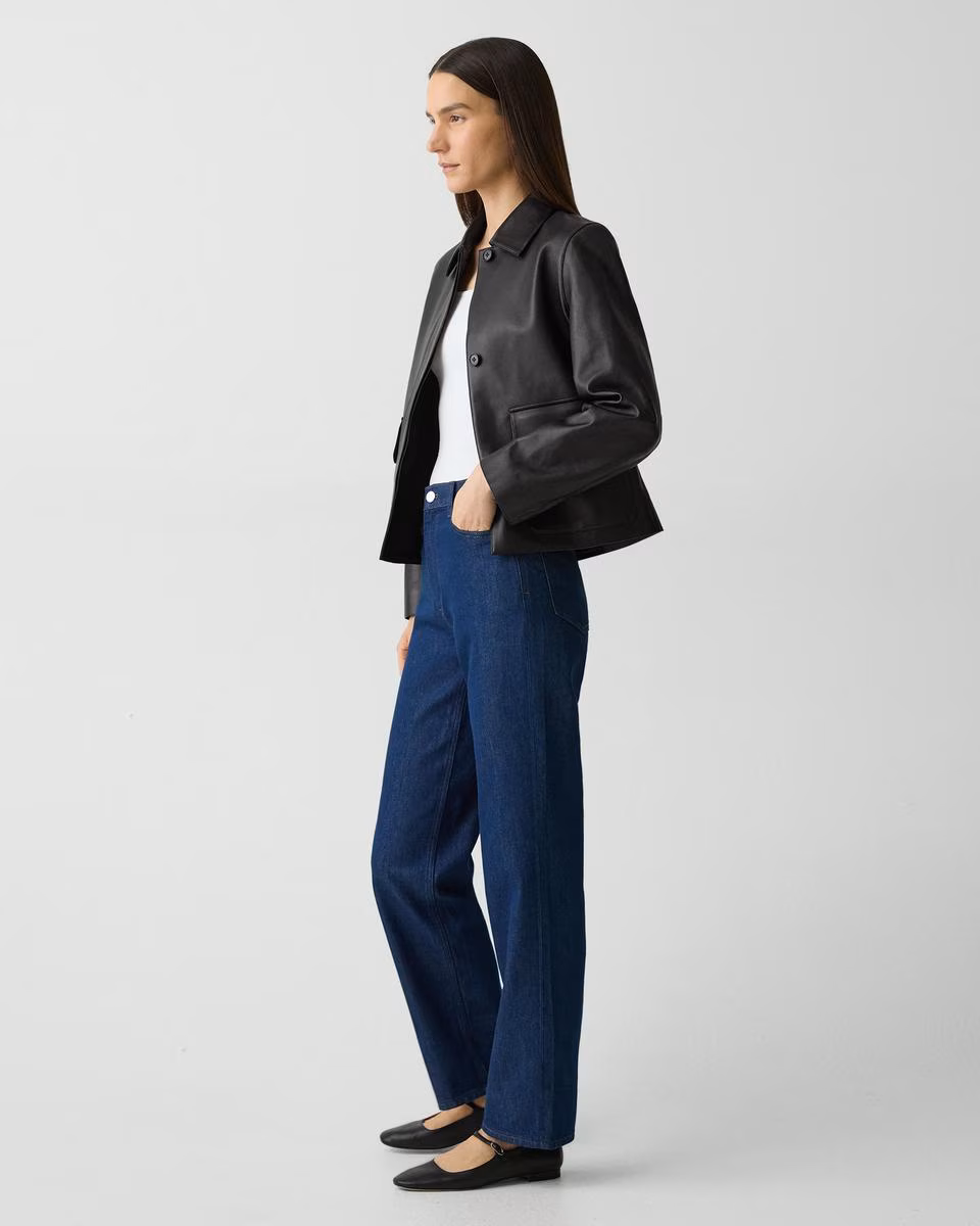High-Waisted Straight Pant in Relaxed Denim - Theory Factory Store