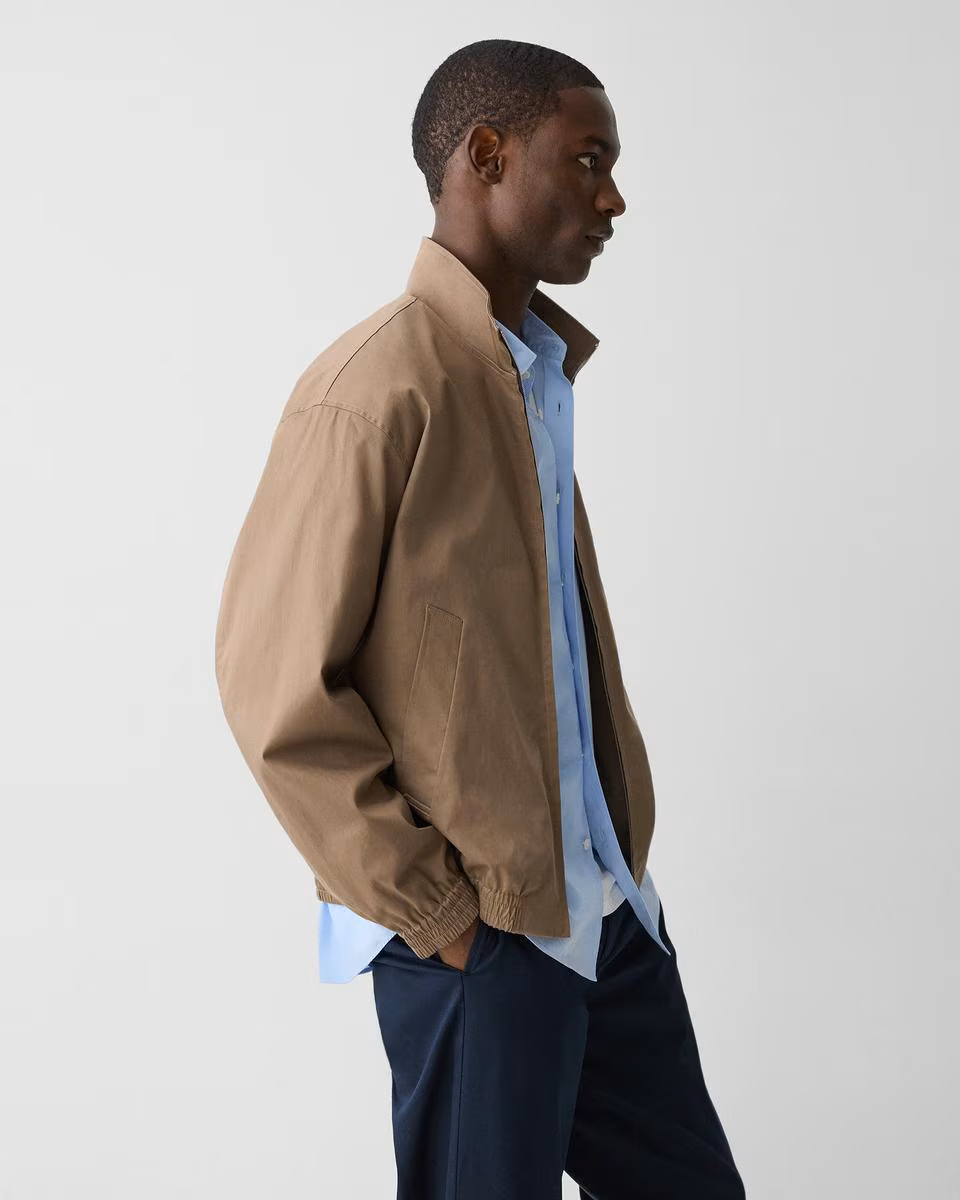 Stand Collar Jacket in Cotton-Blend Twill - Theory Factory Store