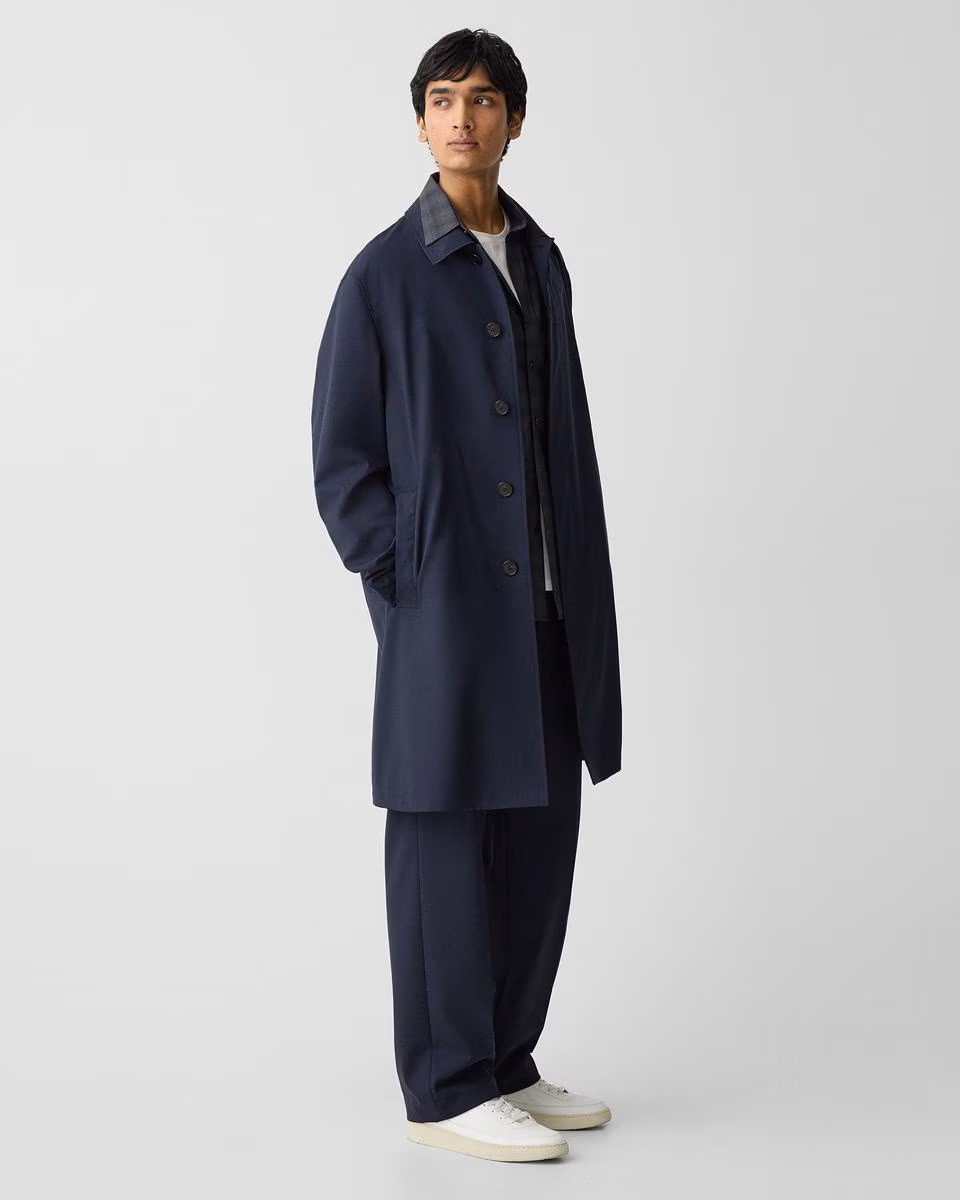 Single-Breasted Overcoat in Stretch Wool - Theory Factory Store