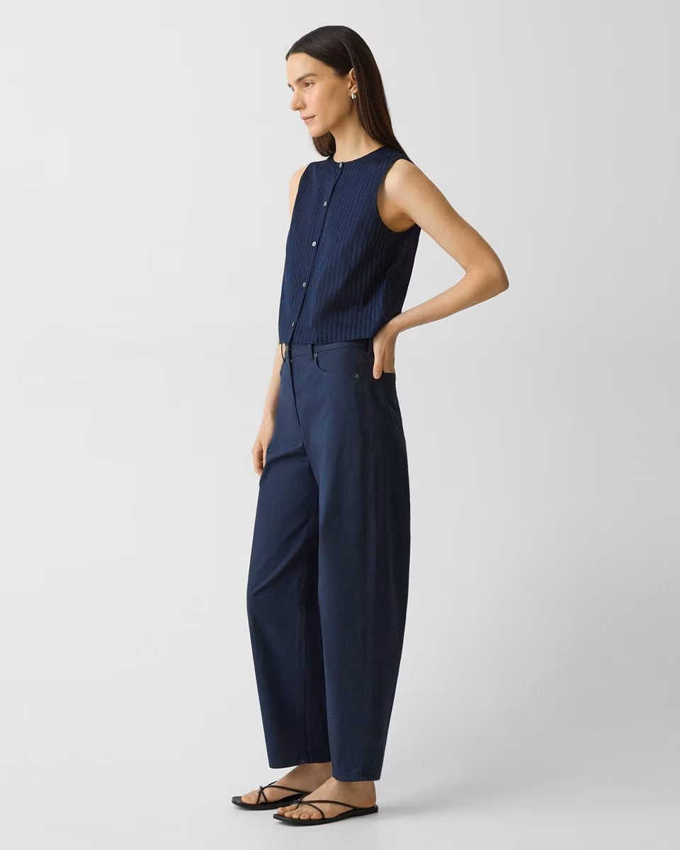 Cropped Barrel Pant in Cotton Twill - Theory Factory Store