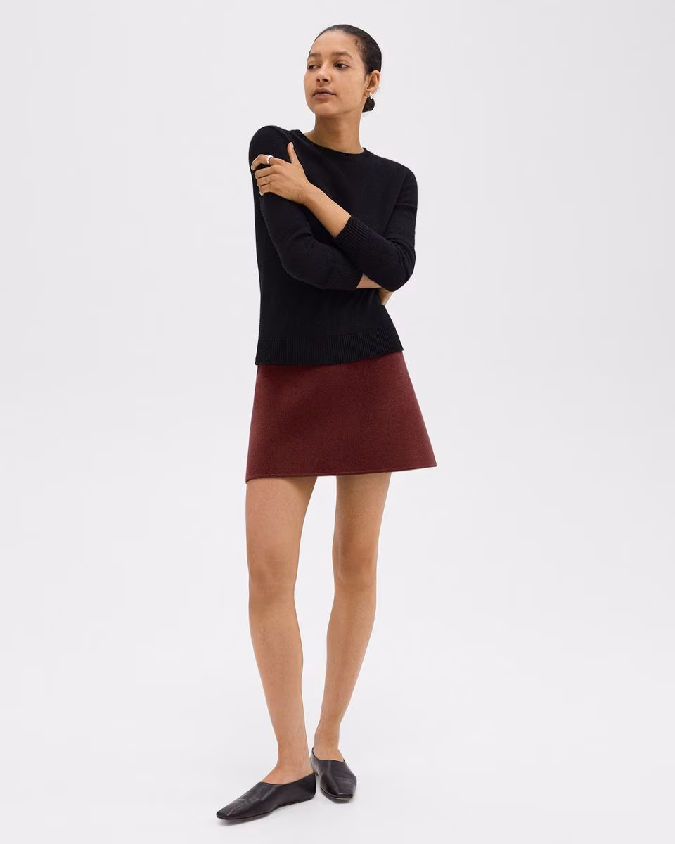 High-Waist Mini Skirt in Double-Face Wool-Cashmere - Theory Factory Store