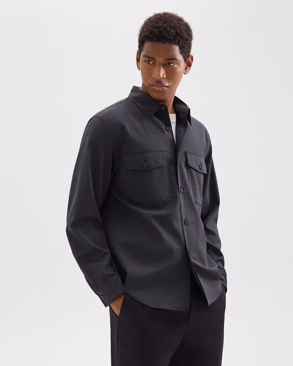 Garvin Shirt Jacket in Stretch Wool - Theory Factory Store