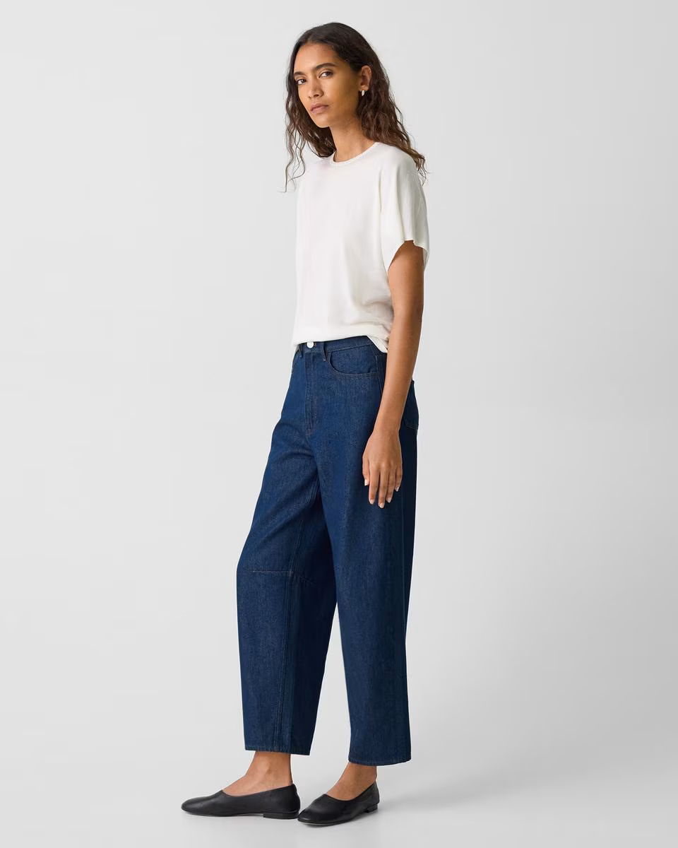 Cropped Barrel Pant in Relaxed Denim - Theory Factory Store