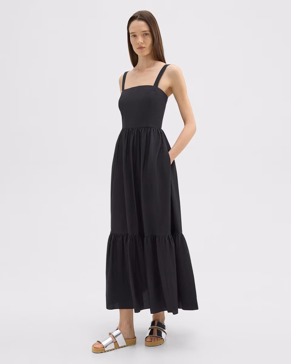 Tiered Sleeveless Dress in Cotton-Blend - Theory Factory Store