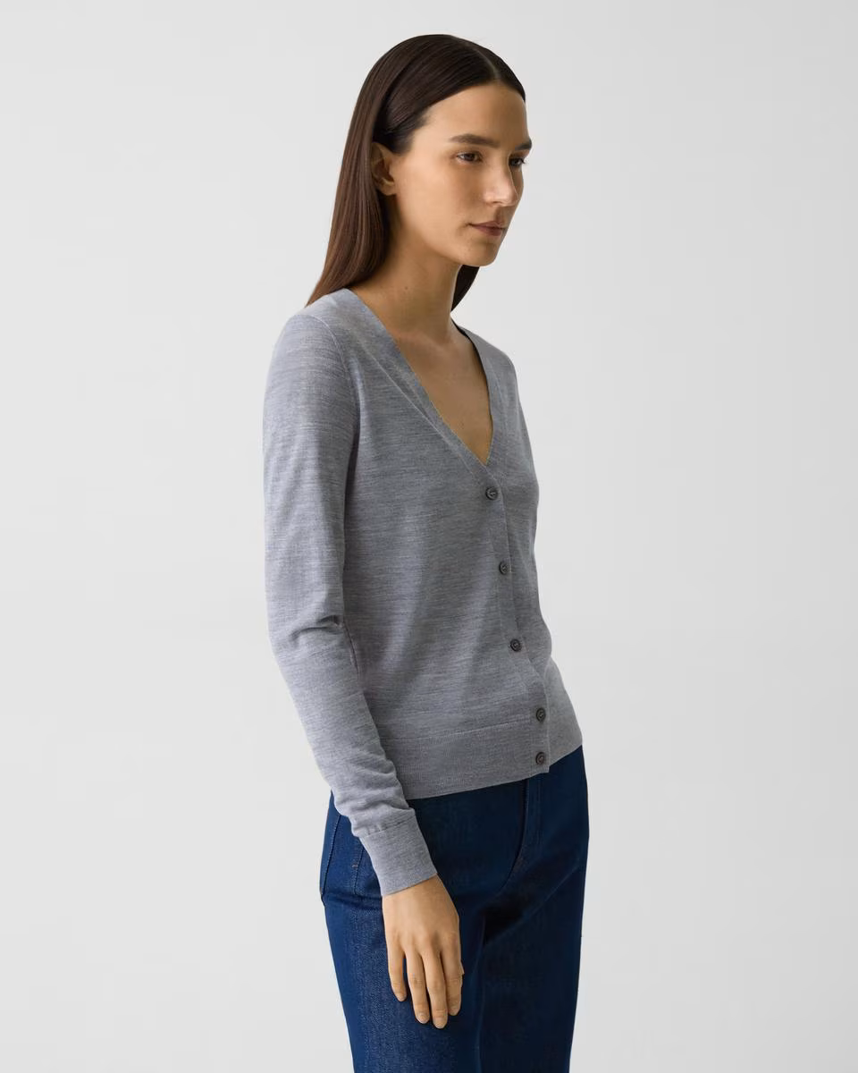 V-Neck Cardigan in Regal Wool - Theory Factory Store
