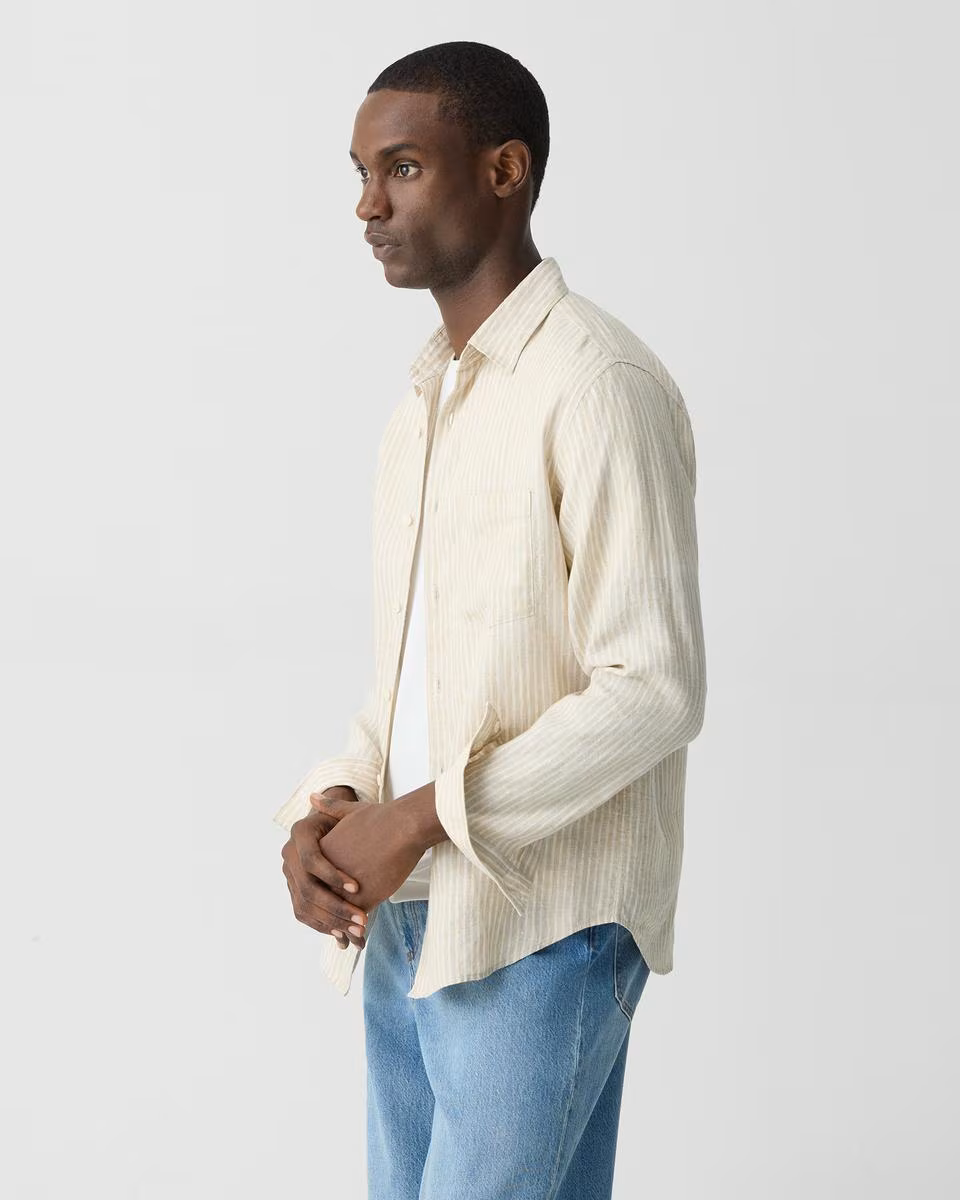Irving Shirt in Striped Linen - Theory Factory Store