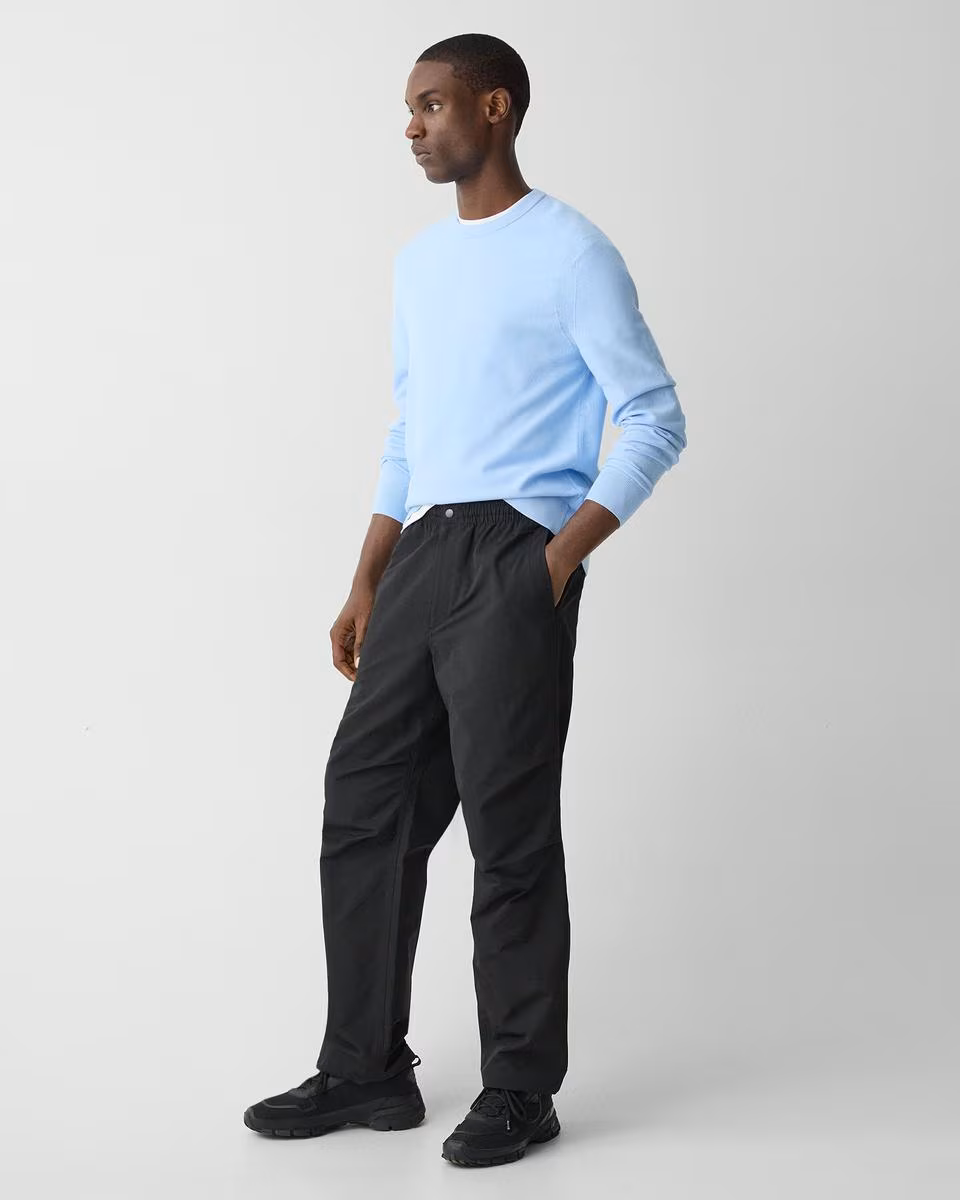 Wide-Leg Drawstring Pant in Cotton-Blend - Theory Factory Store