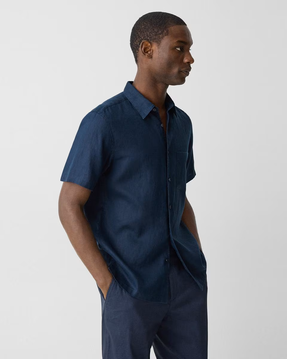 Irving Short-Sleeve Shirt in Relaxed Linen - Theory Factory Store